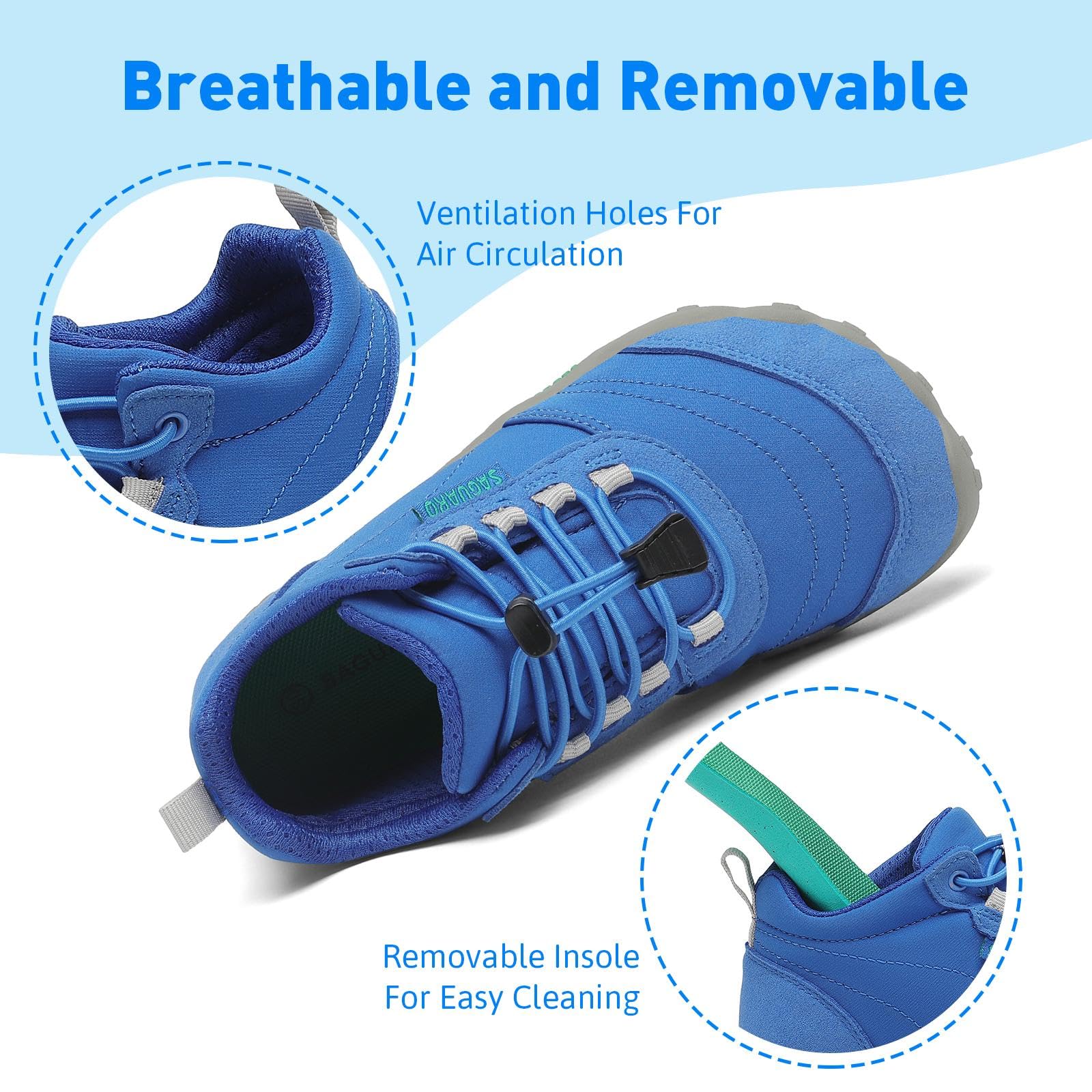 SAGUARO Bambini Scarpe a Piedi Nudi Scarpe da Trail Running Barefoot Minimaliste Sneakers Leggere Respirabile Gr.26-36