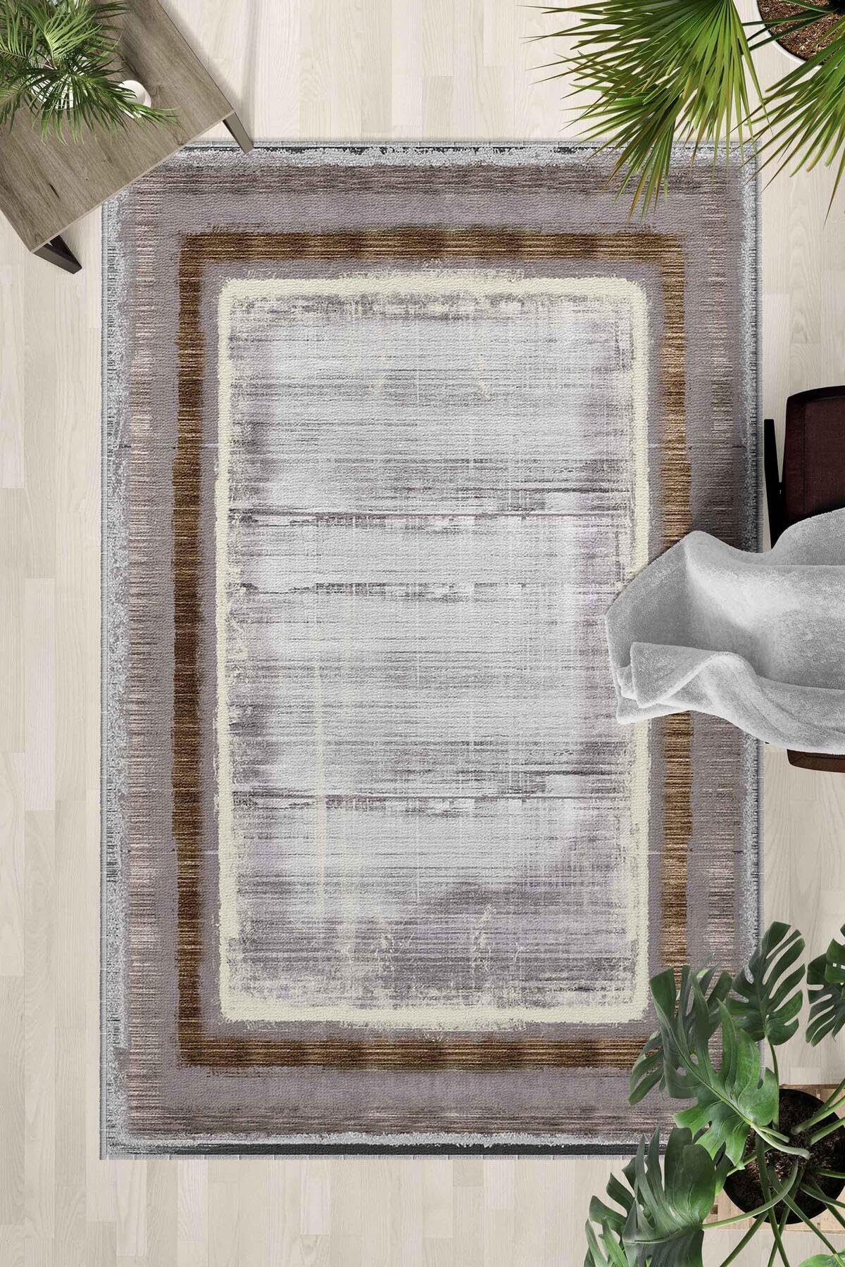 Monnhein Çok Renkli Halı 0021 - Yıkanabilir, Kaymaz Taban, Dijital Baskılı, Leke Tutmaz, İnce Hav, Modern Salon, Oturma Odası, Yatak Odası ve Mutfak için Dekoratif Halı