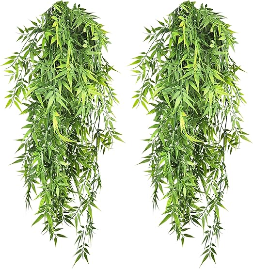 4 Pack /11 FT Artificial Hanging Plants Outdoor/ Indoor Fake Green