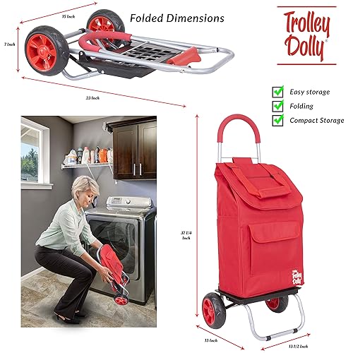 Miniatura 5 de Trolley Dolly Shopping Grocery - Carrito plegable color rojo