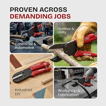Multi-Cut Industrial Cutter Heavy-Duty Blade for Plastic, Rubber, Wood, Leather & More Replaceable Blades, Safety Lock, Ergonomic Grip, 3 Extra Blades Included