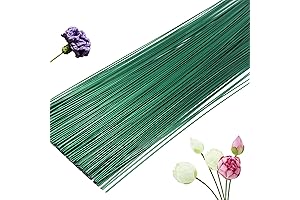 200 Pcs Floral Flower Stem Wire, 16 Inch 22 Gauge Flower Paper...