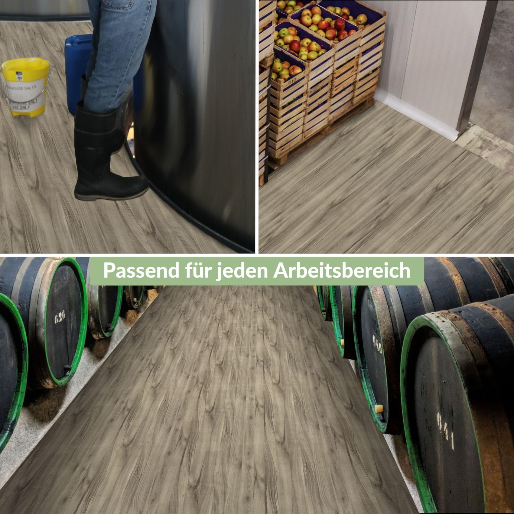 Suelo de PVC por metros, suelo de vinilo, 140 cm de ancho, aspecto de madera, gris, 550 x 140 cm