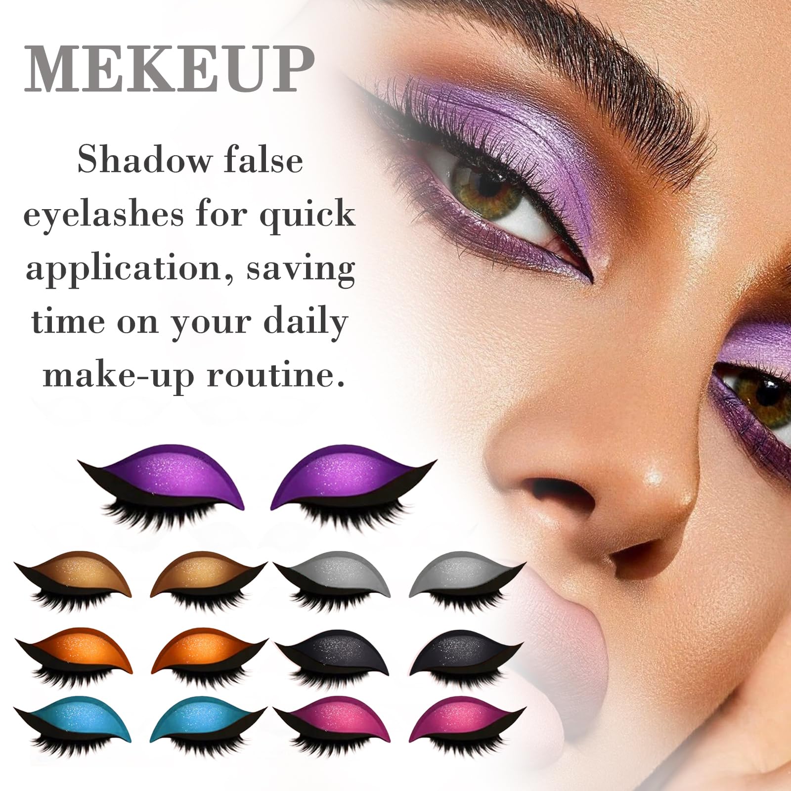 7 par Lazy Eye Shadow Eyelash Patch, 2 w 1, naklejki do cieni do powiek, brokatowe cienie do powiek, eyeliner, samoprzylepne, 7 kolorów, na wesele, imprezę, na co dzień, na karnawał i do