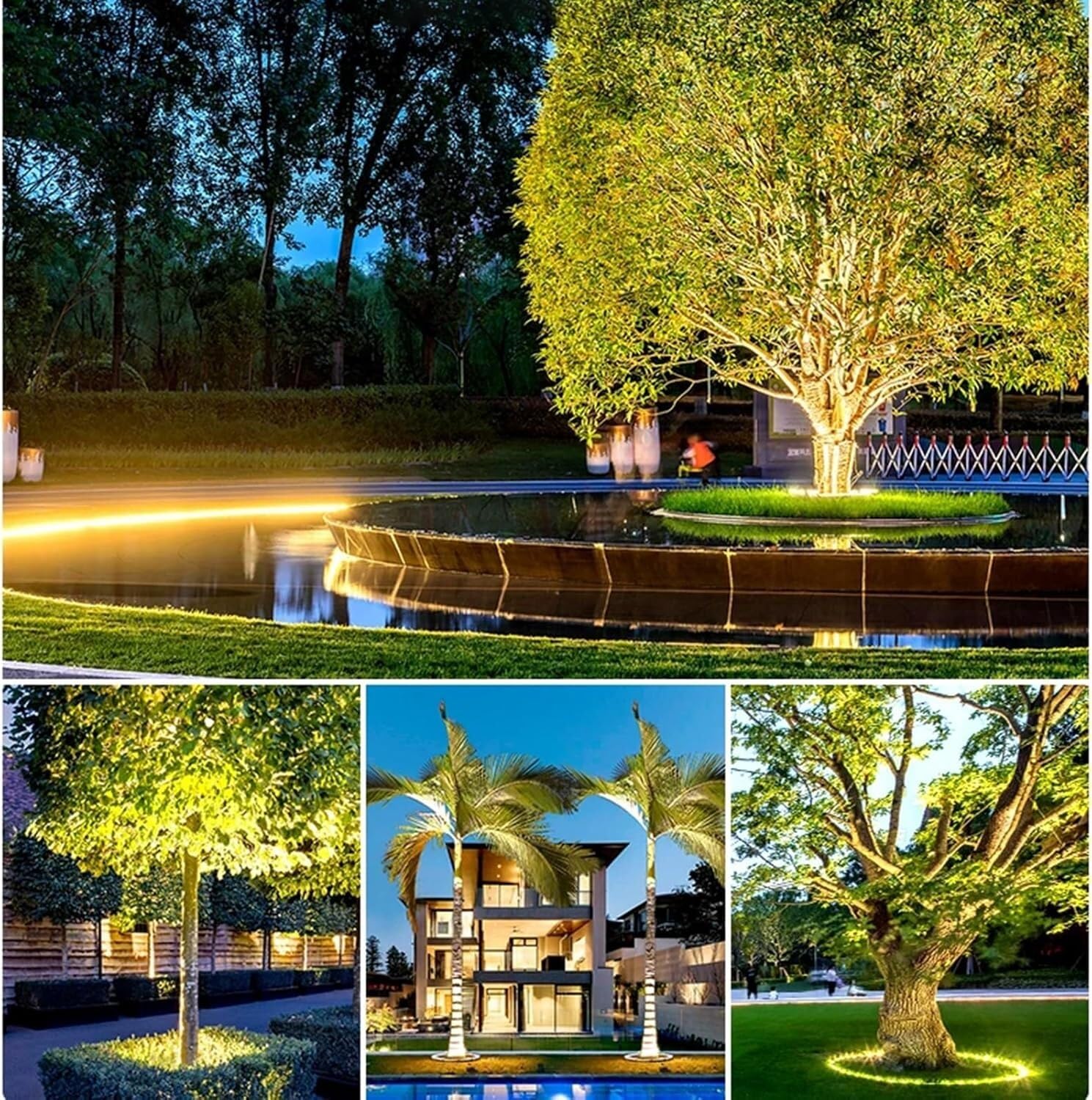 Lampki do drzew na zewnątrz DC 24V LED pierścieniowe lampki choinkowe zewnętrzne palmy krajobrazowe reflektory do patio ogrodowej ścieżki