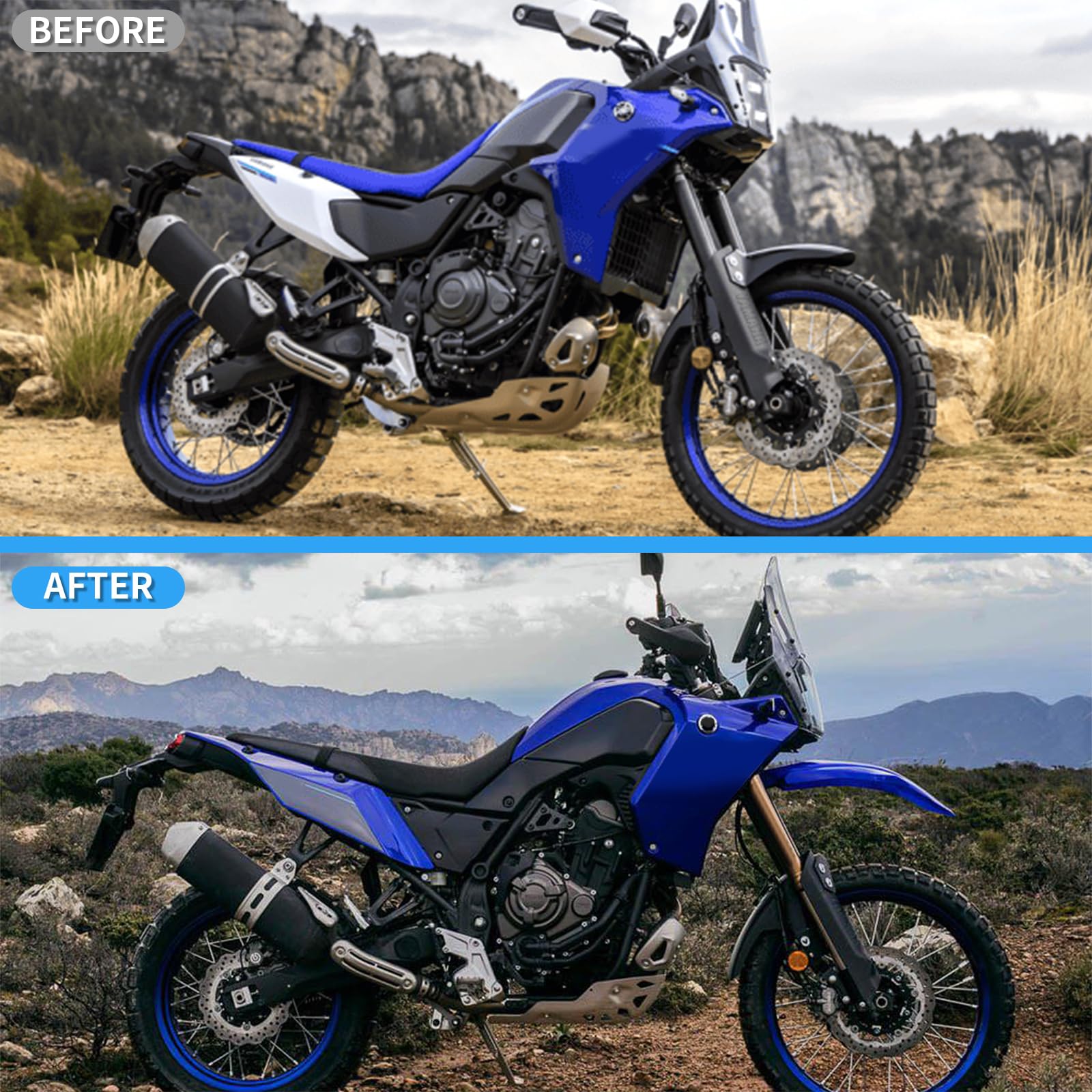 Guardabarros delantero para motocicleta compatible con Yamaha Tenere700 XTZ700 XTZ690 2019-2025, recambio para motocicleta, guardabarros delantero para rueda delantera (Frente azul)