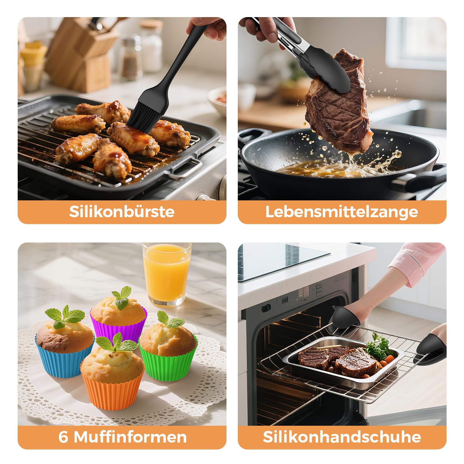 17-Teiliges Heißluftfritteuse Zubehör für COSORI Turbo Tower Pro Smart 10,8L Double Stack Airfryer,BPA-frei Airfryer Silikonform Zubehör für COSORI Turbo Tower 6,5L/4,3L Air Fryer Silikon Einsatz