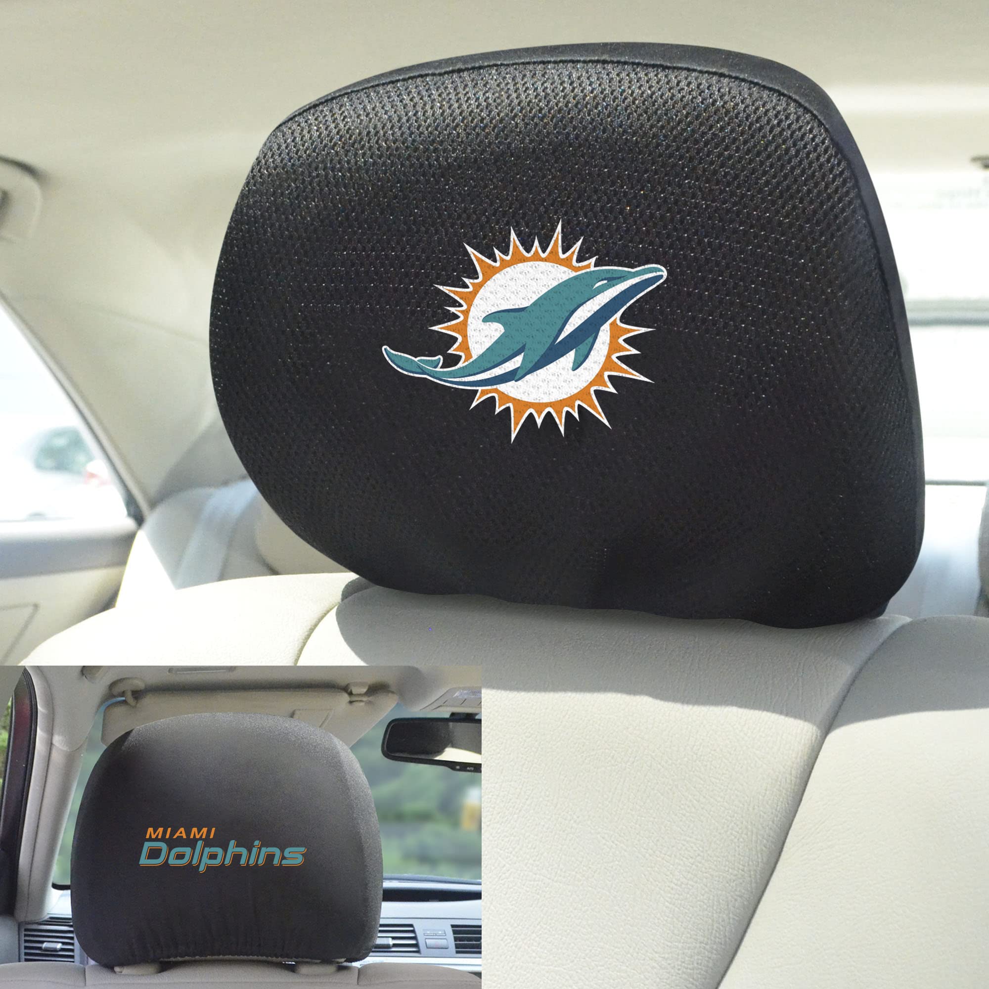 Fanmats NFL Embroidered Head Rest Cover Set, 1 Count (Pack of 1), Black