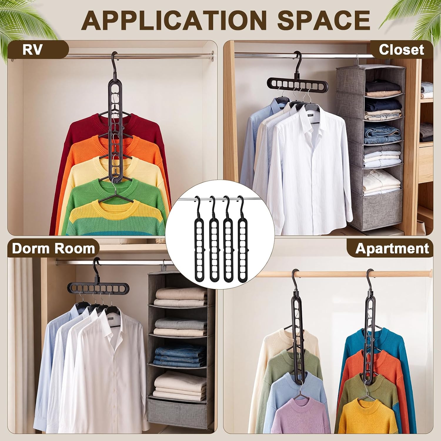 50 Pcs Space Saving Hangers for Clothes,Black