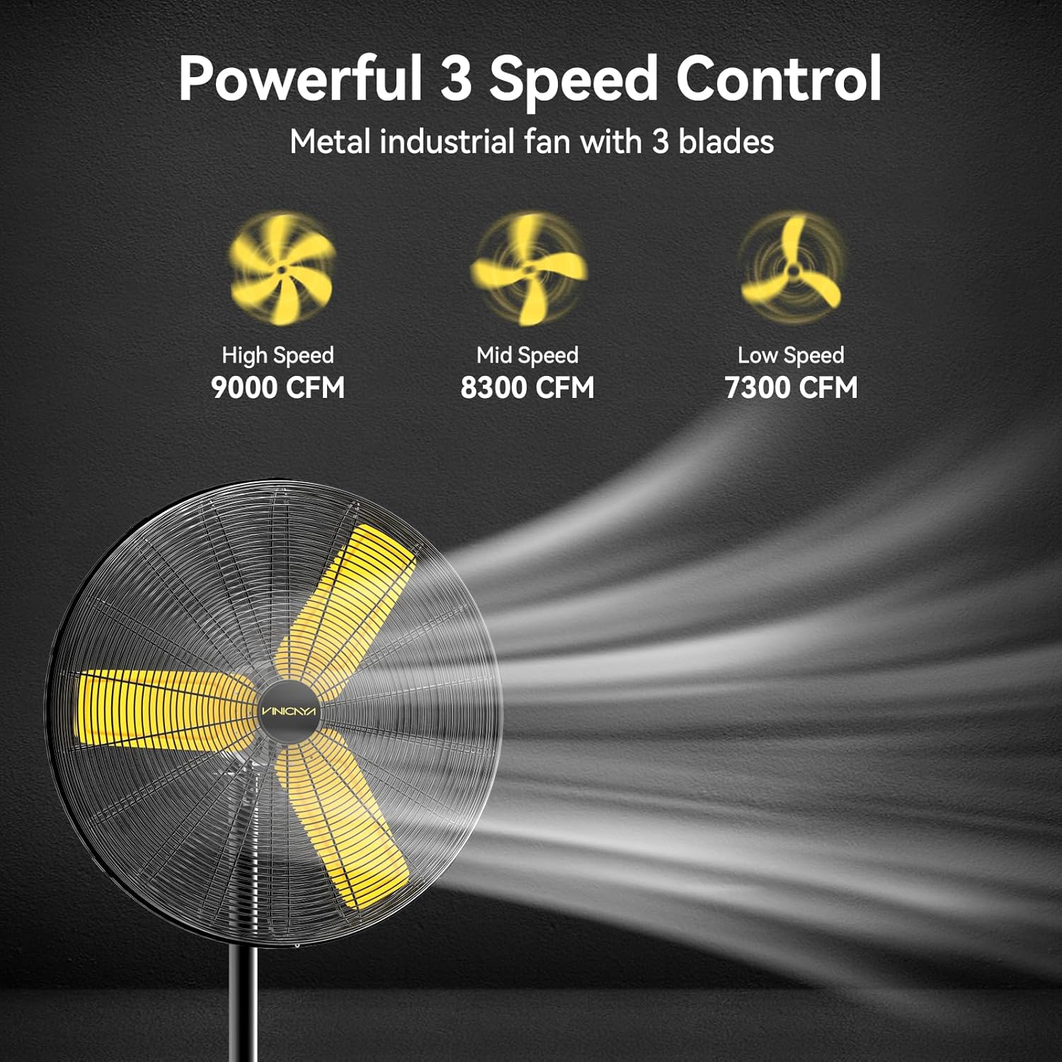 30 Inch Commercial Industrial Pedestal Fan Oscillating, 8900 CFM Industrial Fans Heavy Duty with 3 Speed, Metal Stand up Fans with Poweful Motor, UL Safety Listed