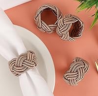 Vista 6 de Juego de 12 servilleteros bohemios elegantes, de rayón tejido a mano, color beige, resistente al desgaste, decoración de mesa para bodas, Navidad