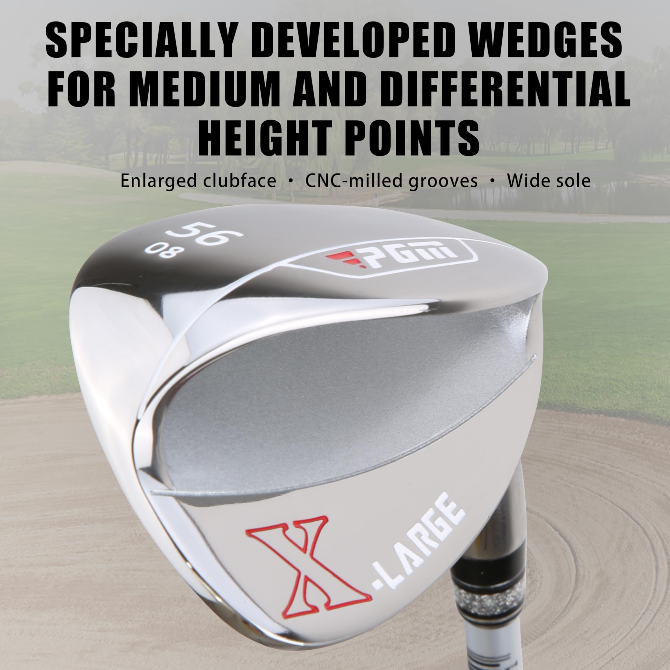 PGM Cuña de arena para palo de golf, 56°/60°, desván de hierro corto, edición extragrande, para diestros