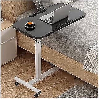 Mobile Overbed Table, Portable Over Bed Sofa End Table with Wheels Adjustable Height Bedside Laptop Table Hospital Nursing Reading Eating Table Black