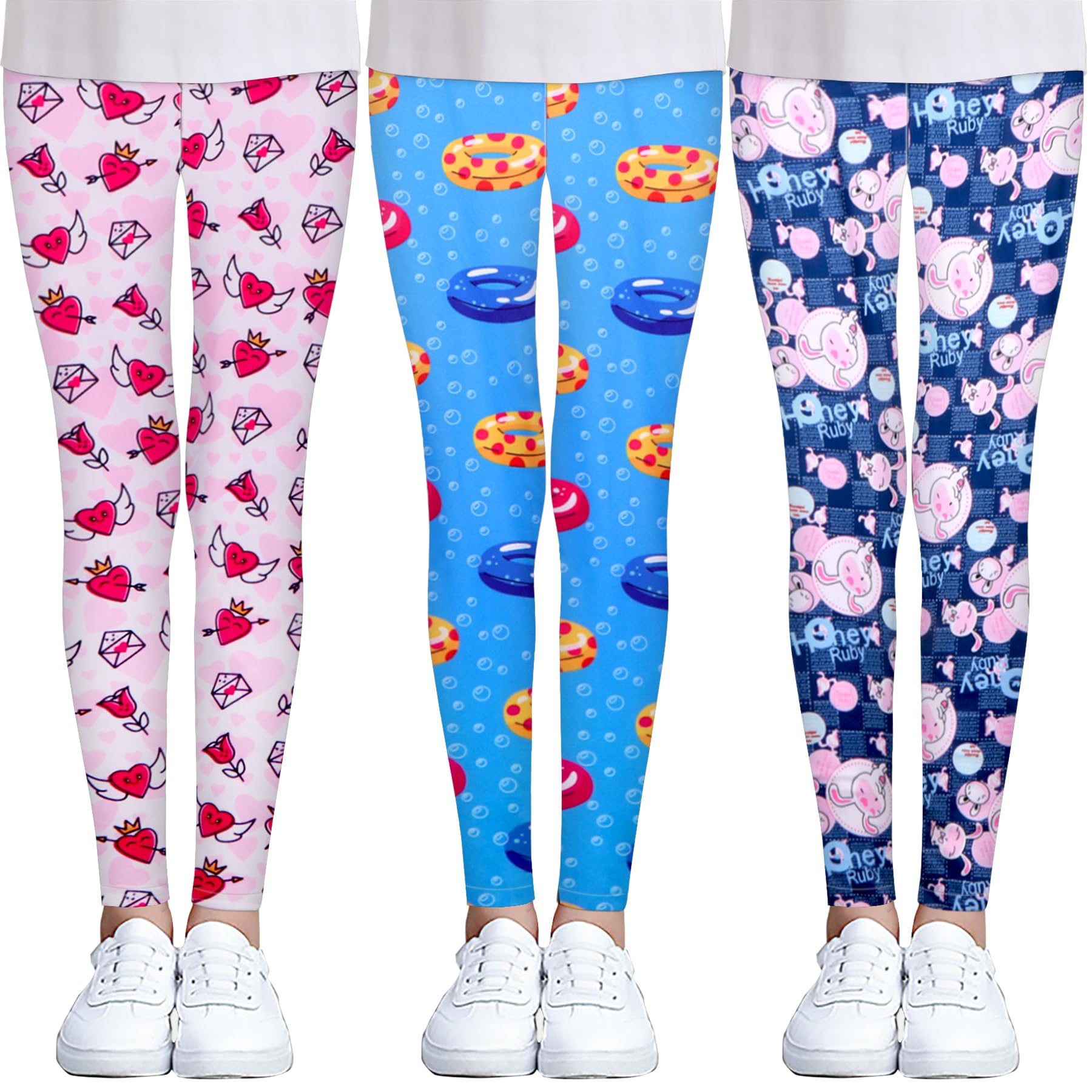 iLover Toddler Girls Cute Stretch Athletic Leggings Little Kids High Waisted Yoga Pants Ankle Length