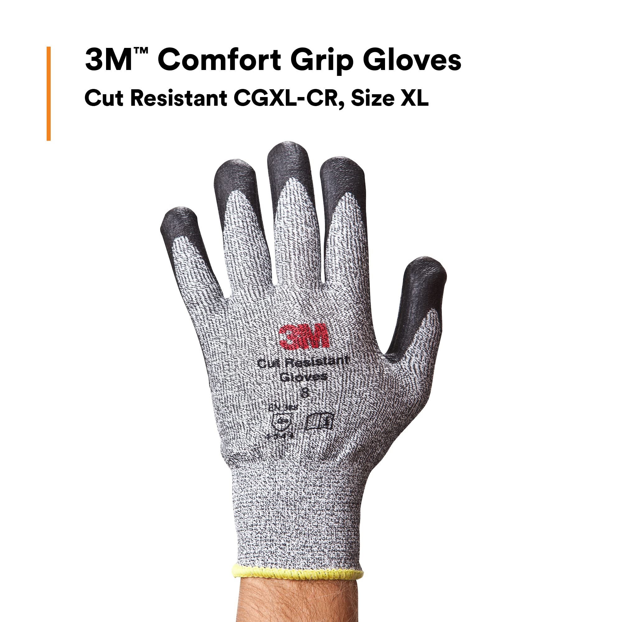 3M WX300942439 Comfort Grip rękawica CGXL-CR, odporna na cięcie (ANSI 3), rozmiar XL, szara
