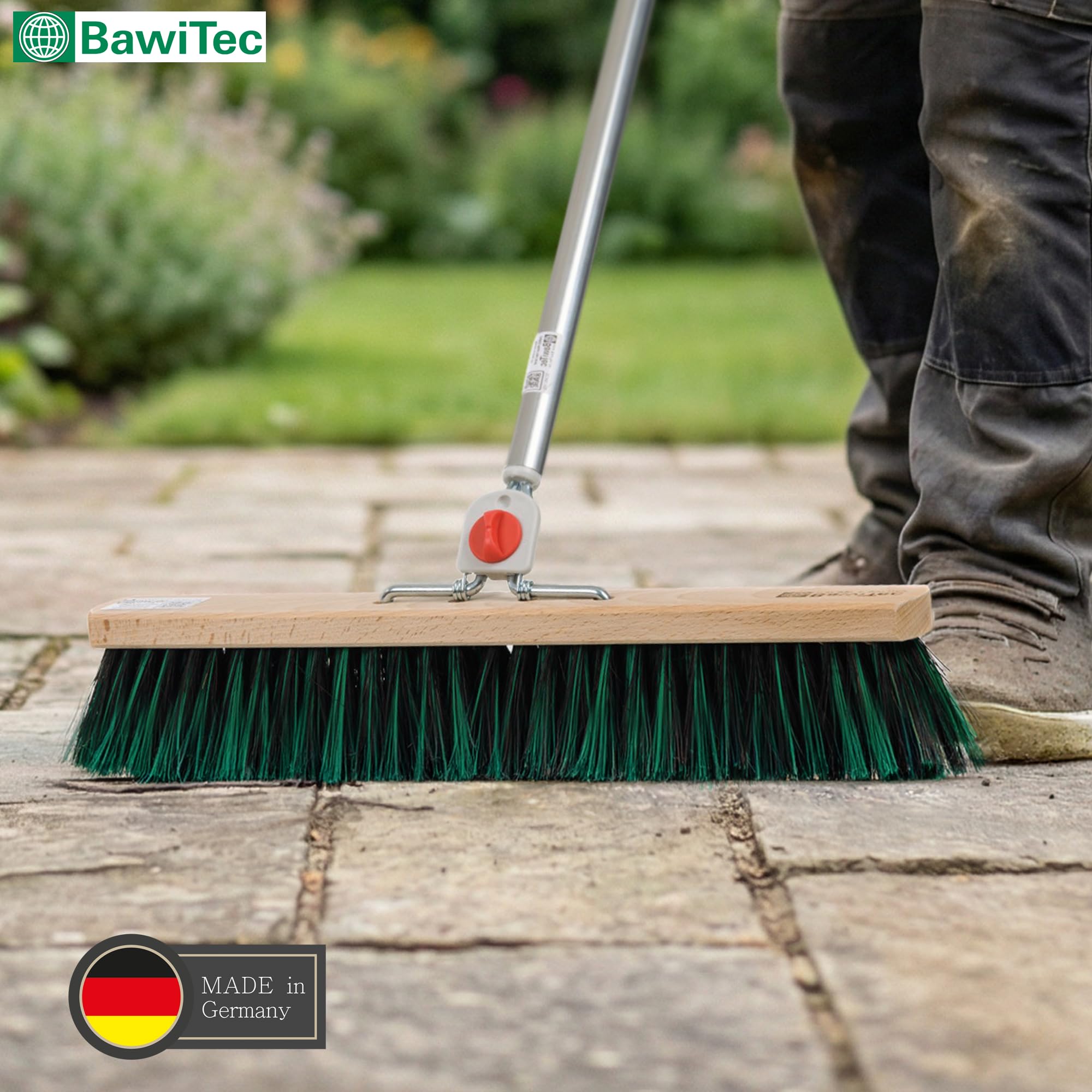 Straßenbesen BawiMix Borsten 40cm mit 4-Loch-System Stiel Alustiel Besen