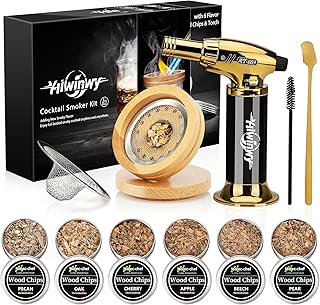 Cocktail Smoker Kit with Torch,Whiskey Smoker Kit,Bourbon/Drink/Old Fashioned Smoker Kit with 6 Flavor of Wood Chips,Christmas Gifts for Men,Husband,Dad (No Butane)