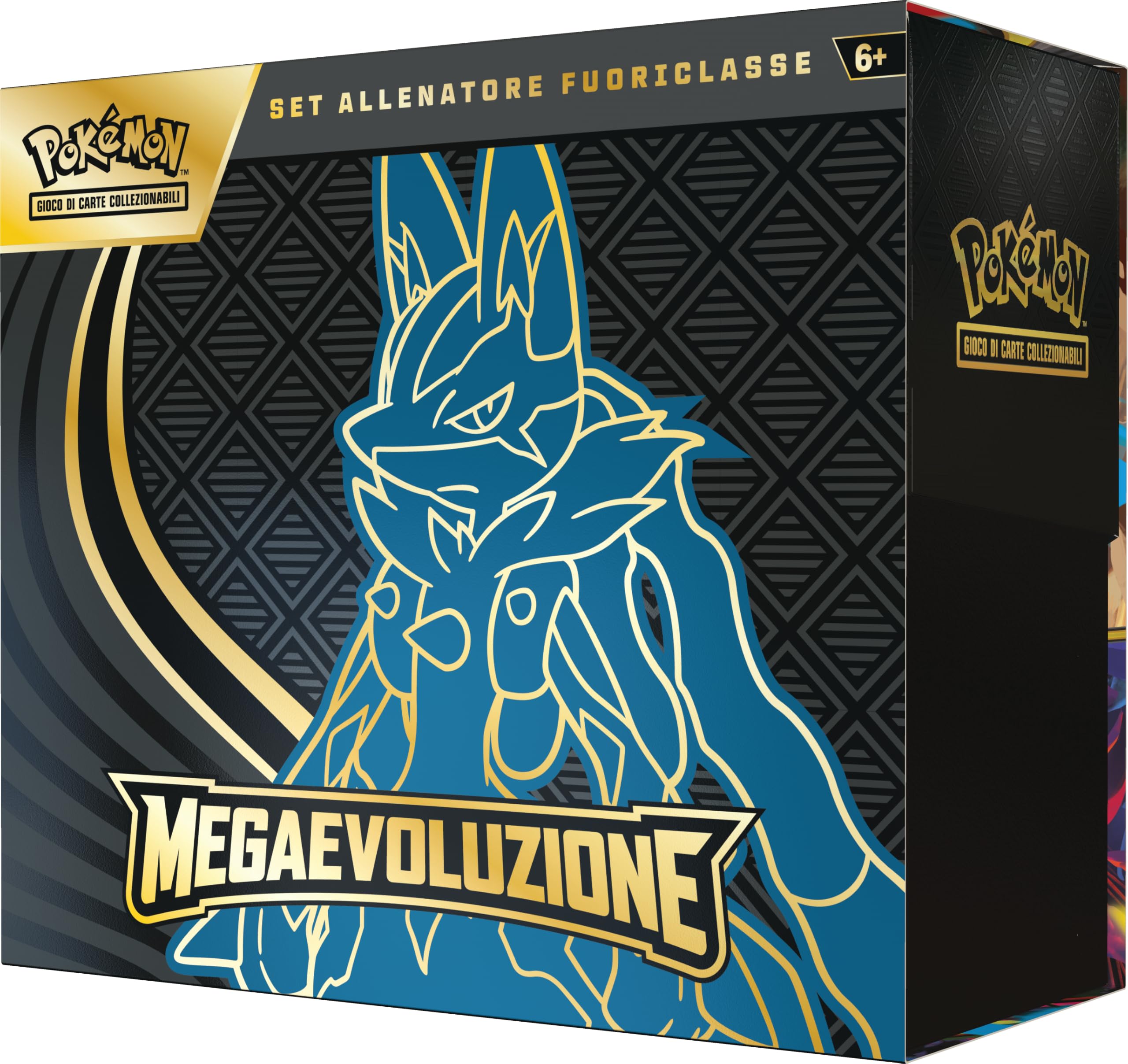 Pokémon: set Allenatore Fuoriclasse (Lucario) dell’espansione Megaevoluzione del GCC Pokémon (una carta promozionale a figura intera, nove buste di espansione e accessori premium)
