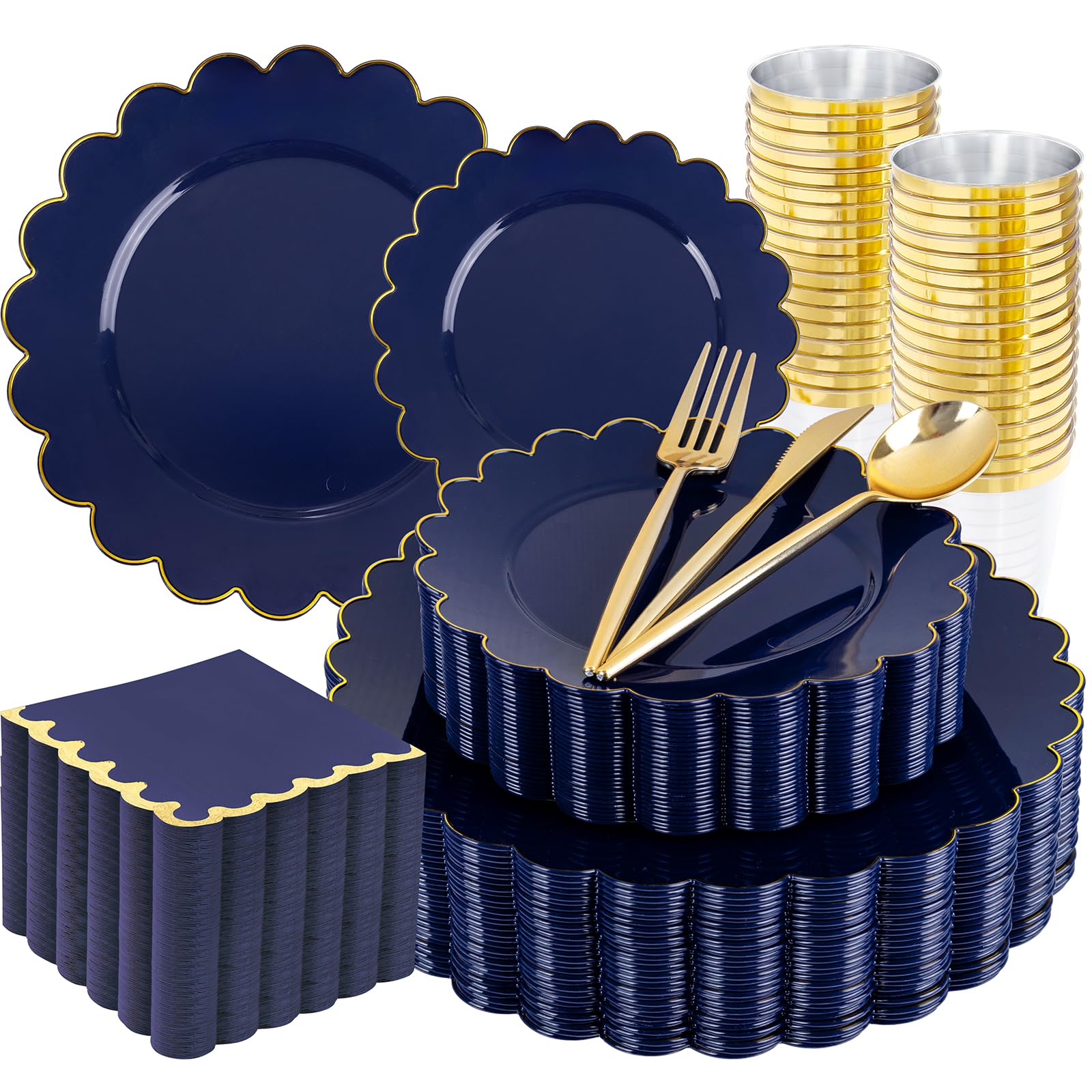 Gold Rim Plates Party Dinnerware Set -14