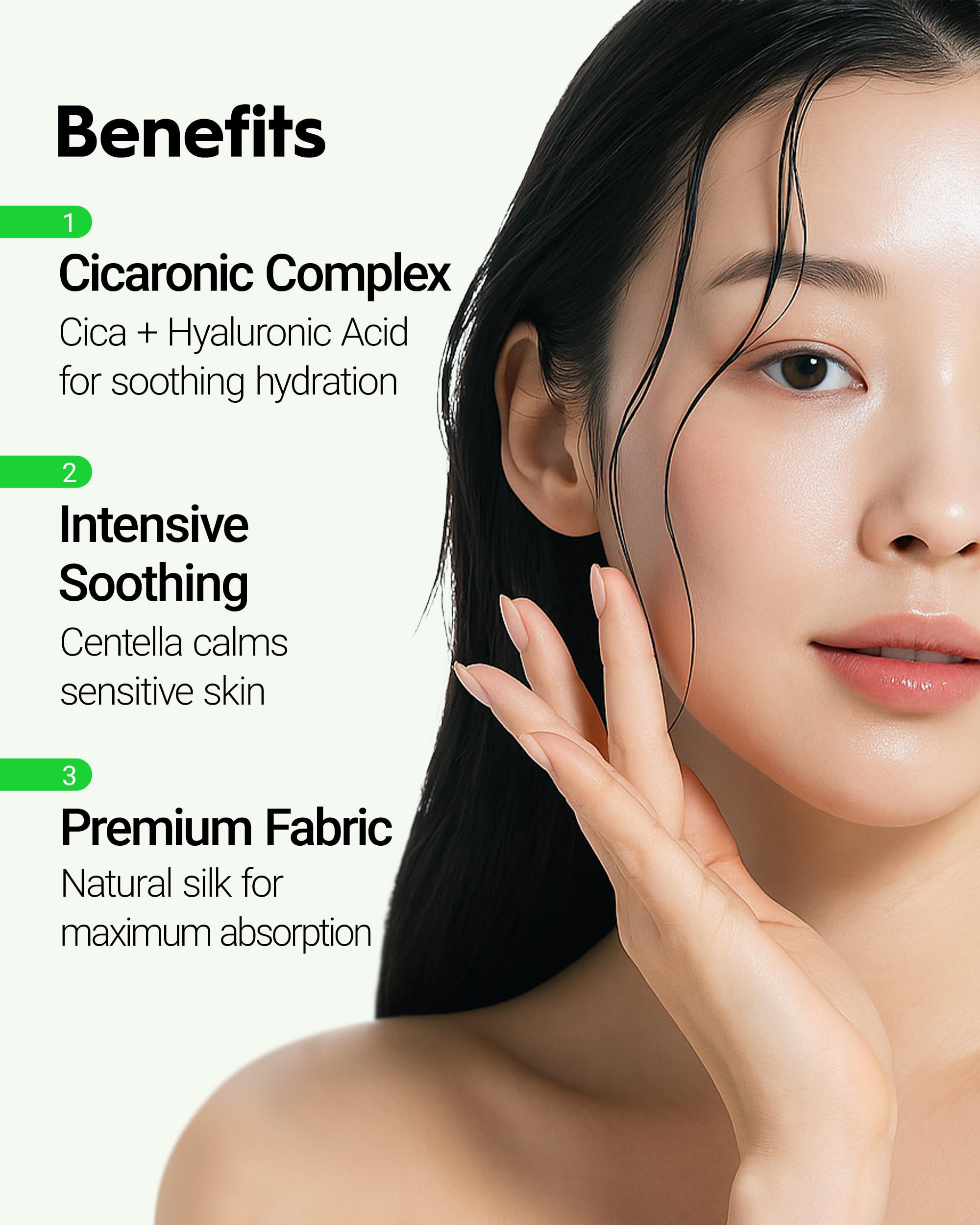 SNP Prep Cicaronic Daily Sheet Mask, Korean Face Mask with Centella Asiatica, Triple Hyaluronic Acid - Image 3