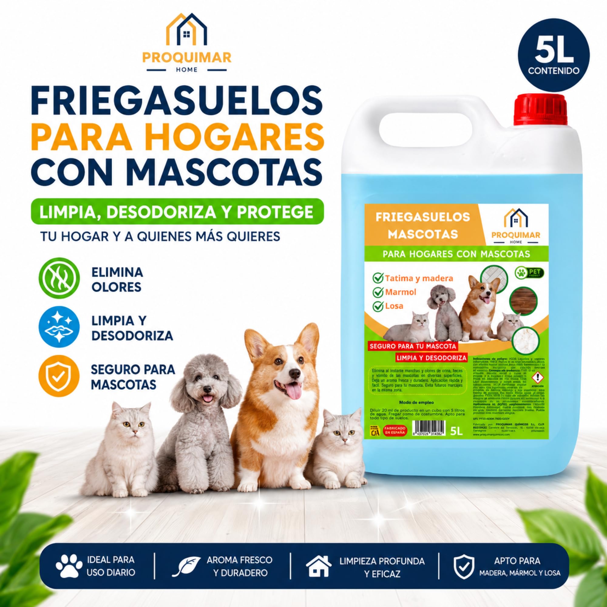 Fregasuelos Mascotas Limpiador Concentrado Perfumado 5L