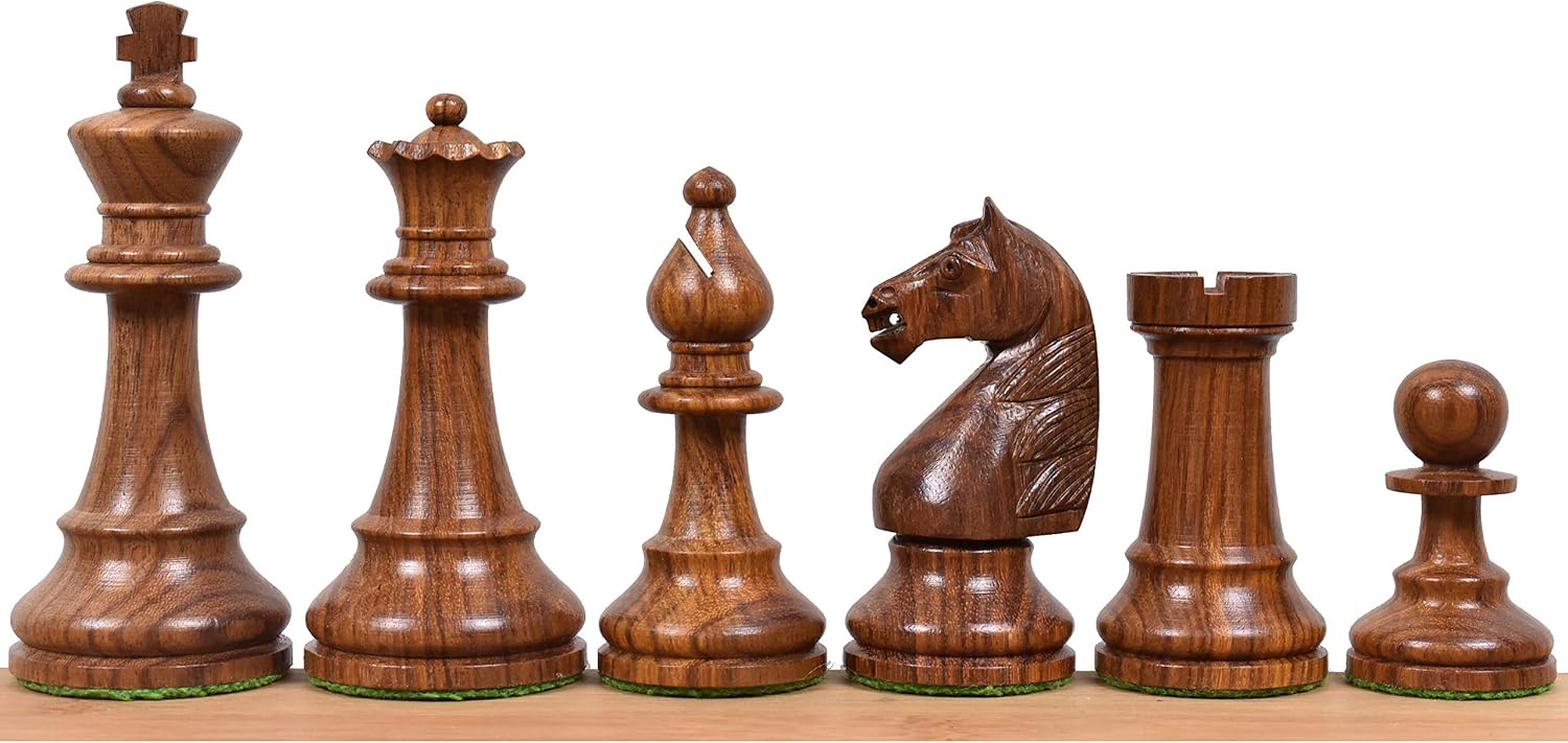 French Grandmaster's Staunton Chess Pieces Only Set- Golden Rosewood - 4.1" King