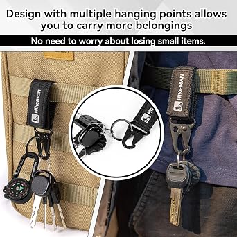 HIKEMAN Tactical Gear Clip, MOLLE Accessory Clip Keychain, Nylon Webbing Belt Clip