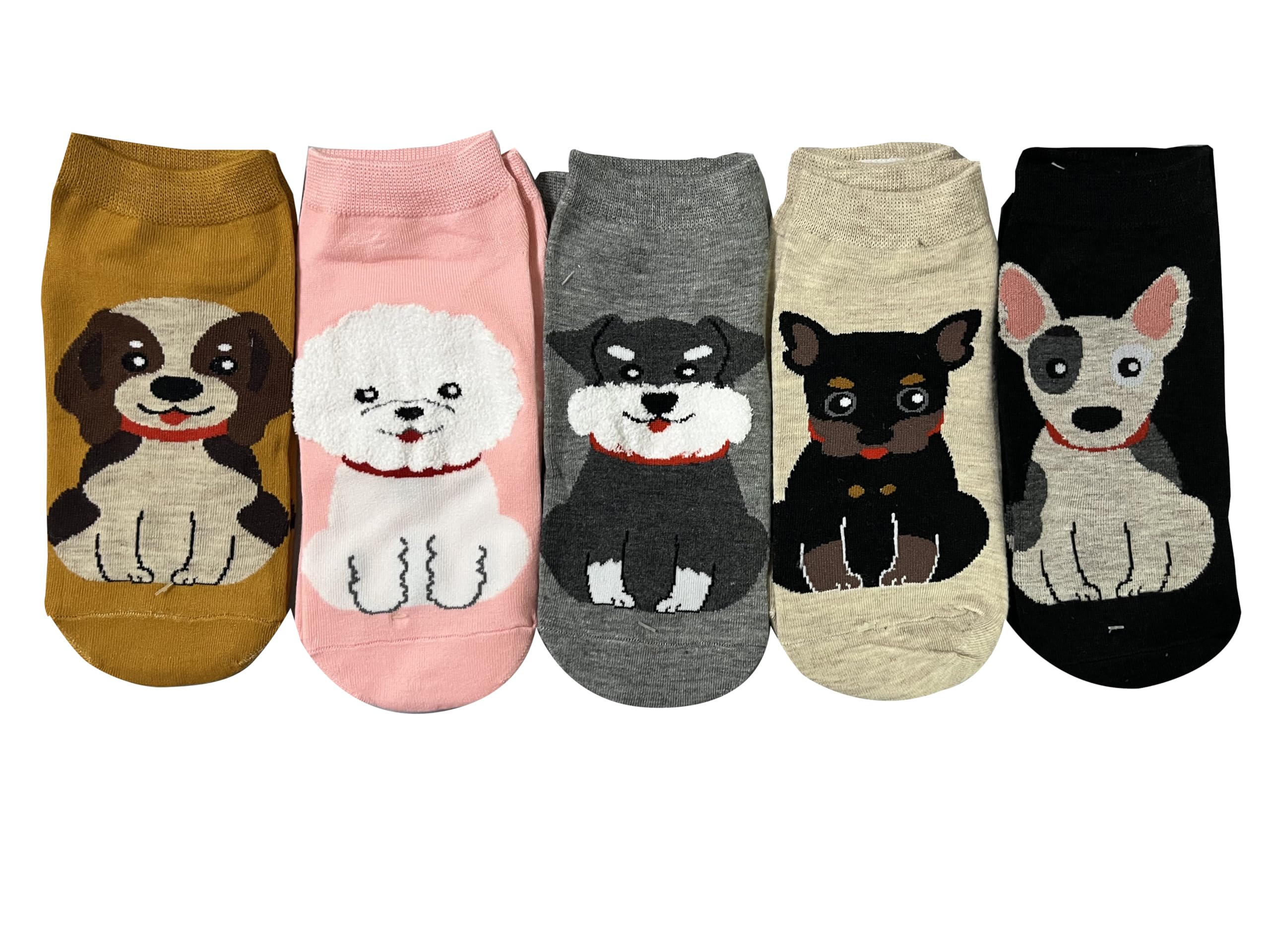 Unisex Adults Animated Cartoon Patterned Cotton Crew Socks (Pack of 5 Pairs)