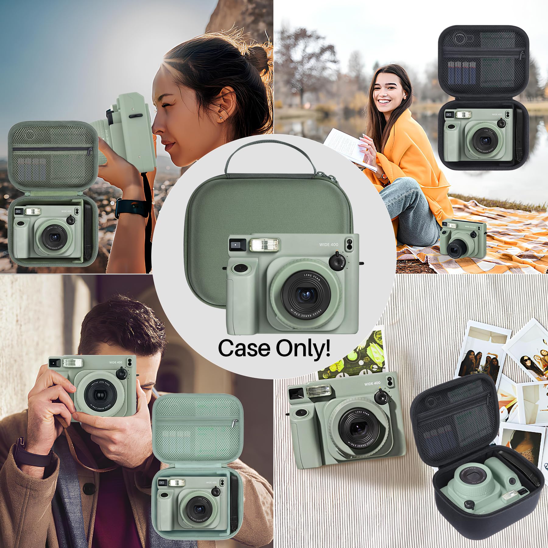 Lebakort ﻿Duro Viaggio Caso Custodia per Fujifilm Instax Wide 400/Instax Wide 300 Fotocamera Istantanea (Verde chiaro)