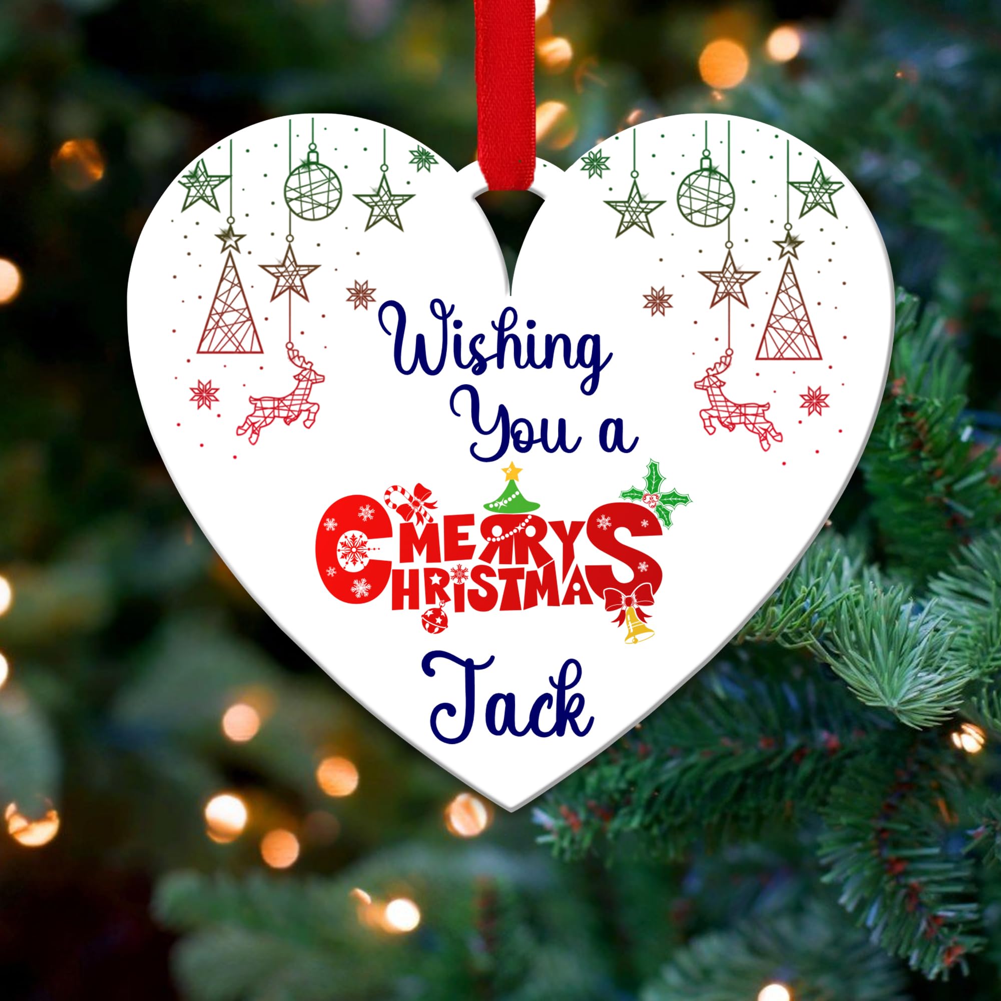 Kreatesquare Design-1 Personalised Christmas Tree Decorations Baubles With Customised Name | Acrylic Xmas Tree Decoration Hanging Ornaments | Personalised Bauble Gifts For Xmas Decorations