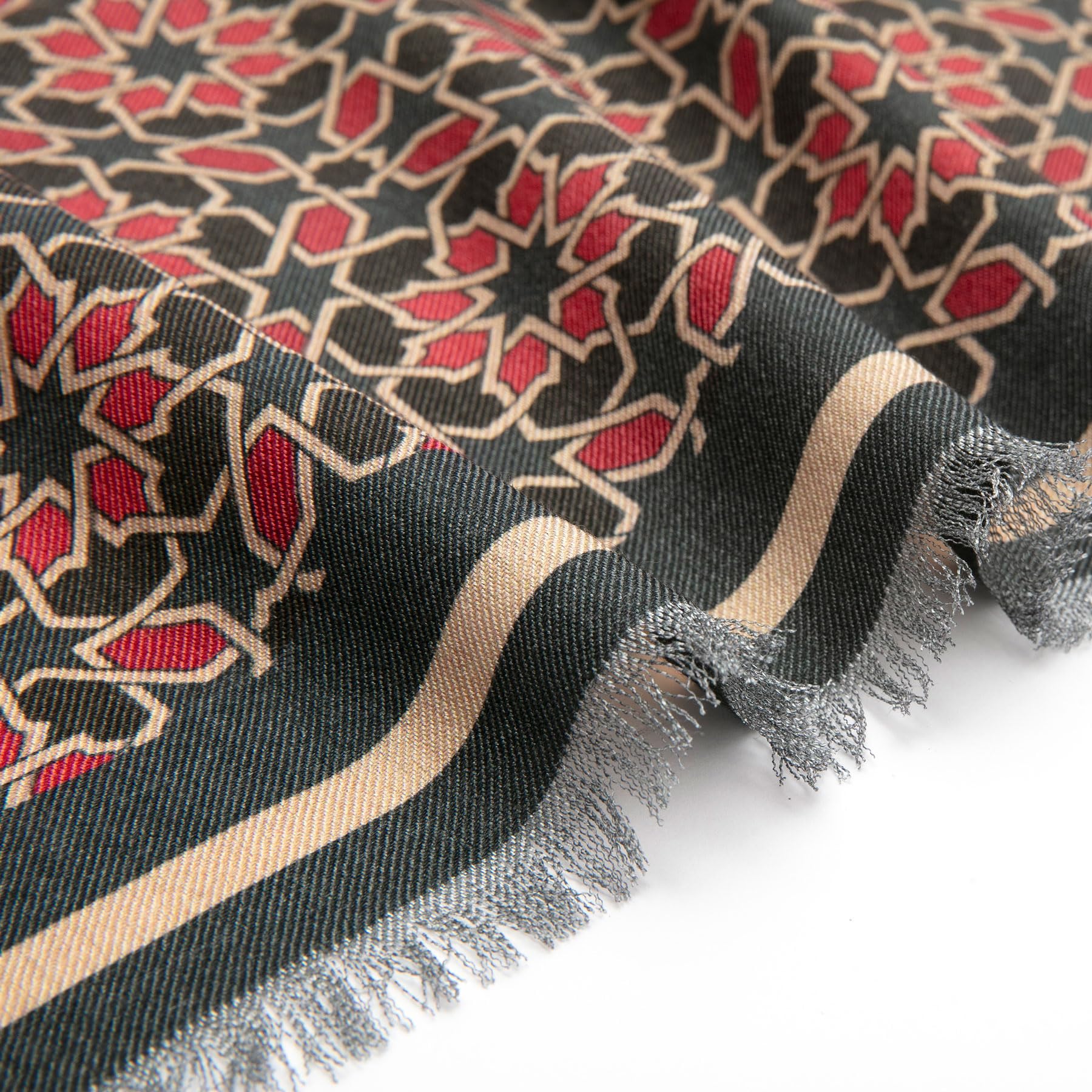 Hamzah Sciarpa in lana e seta - Foulard caldo e morbido con frange e reversibile, calda e morbida, idea regalo invernale per donna e uomo, 180 x 65 cm