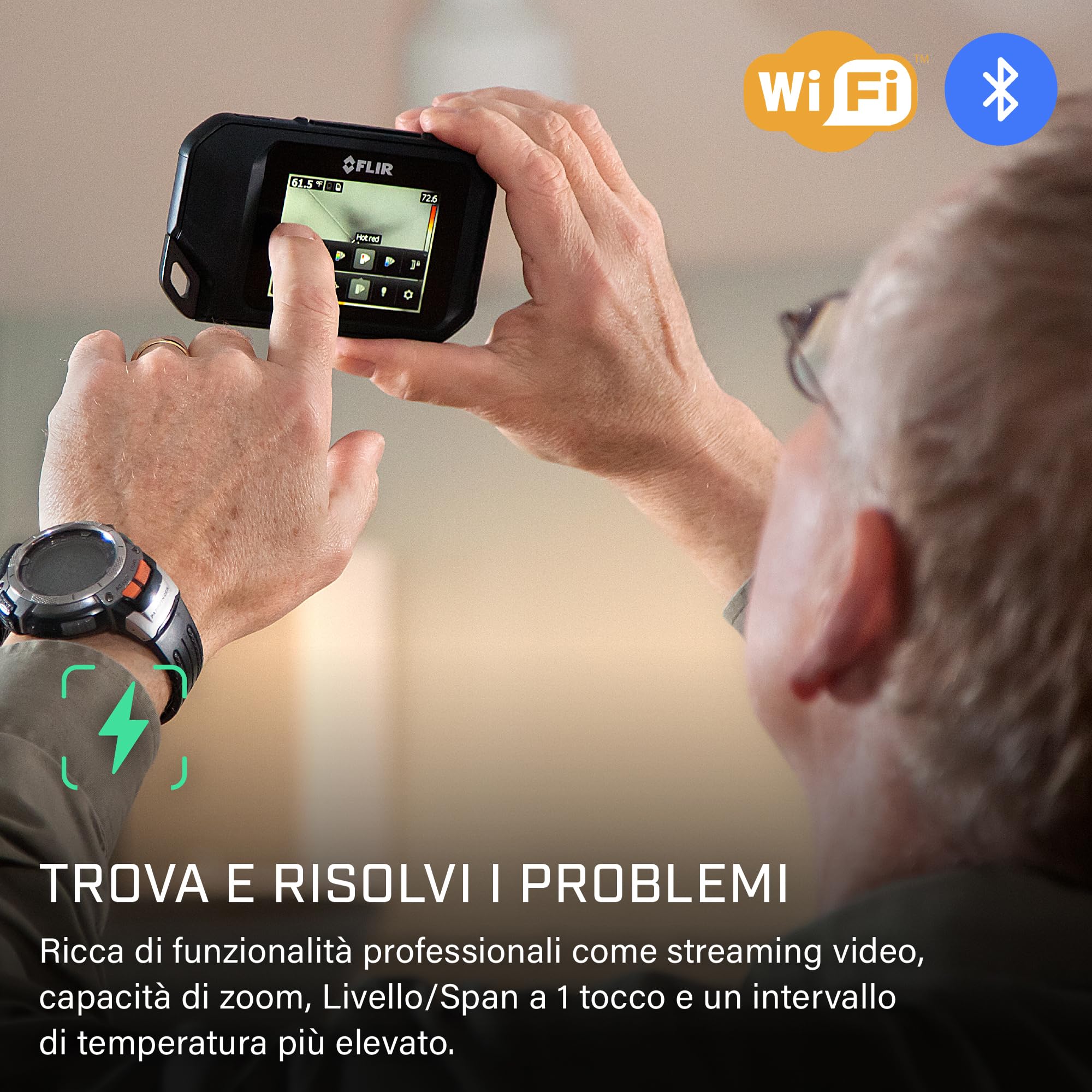 Termocamera compatta FLIR C5 con Wi-Fi: termocamera ad alta risoluzione per applicazioni di ispezione, elettriche/meccaniche, edilizie e HVAC