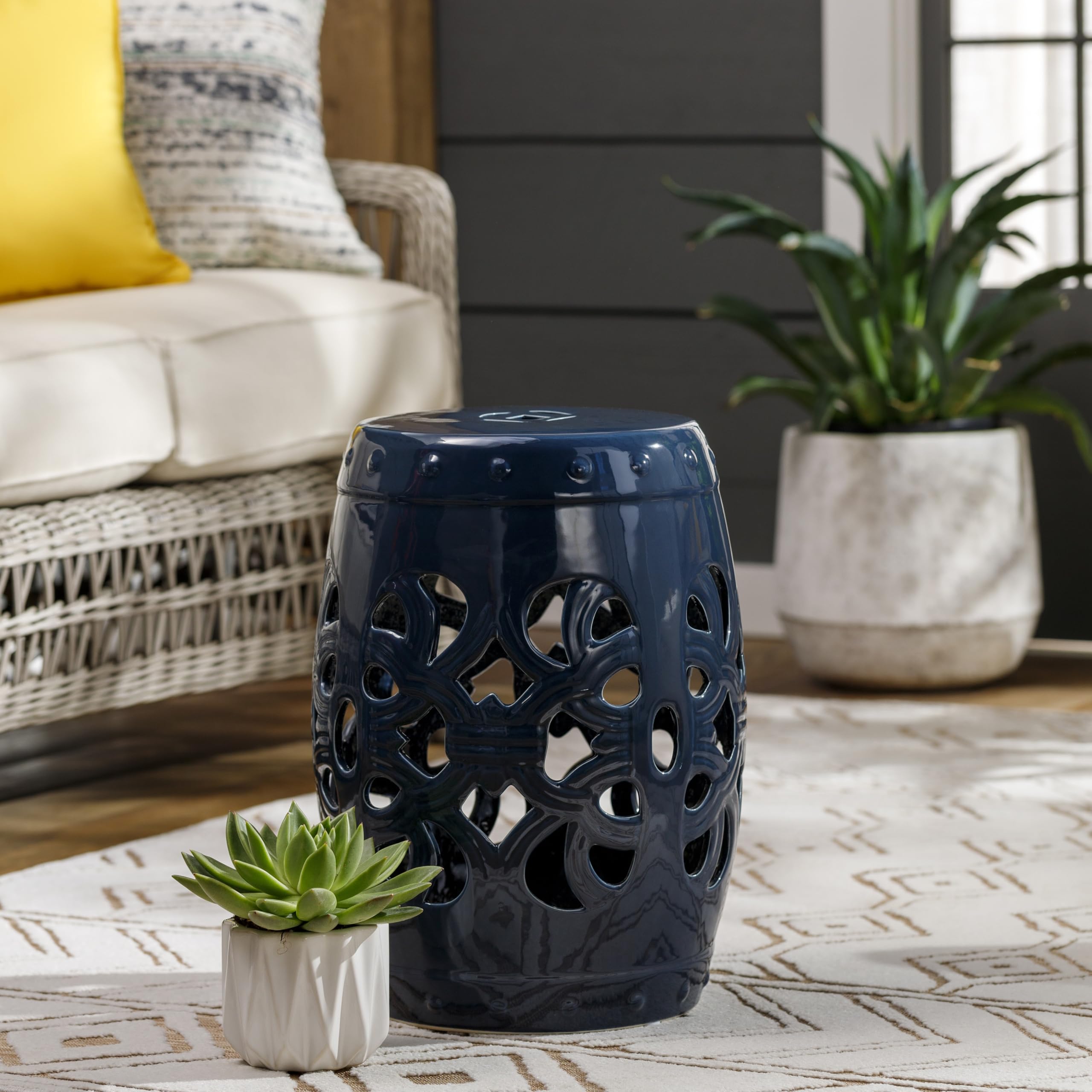Amazon.com: Mark&Day Garden Stools - Saxen Teal Ceramic, Porcelain
