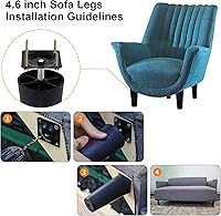 Vista 3 de Patas de plástico para sofá de 4.6 pulgadas, paquete de 4 patas cónicas para sofá/sofá/silla/silla con tornillos de rosca M8, patas de repuesto