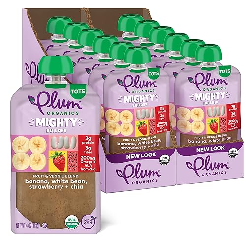 Miniatura 11 de Plum Organics Mighty 4 Mezcla de nutrición esencial en bolsa, 4 onzas (Paquete de 12)
