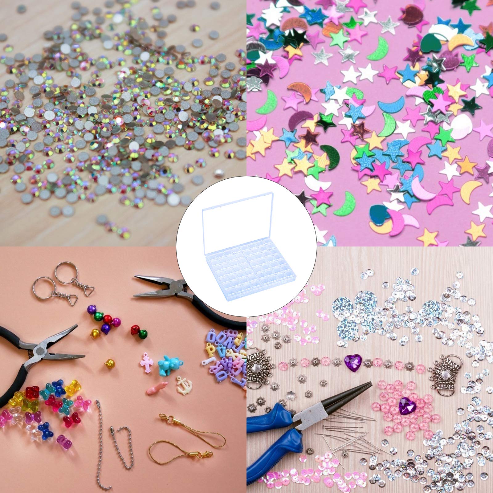 Scatole Per Pittura Diamante 3Pz - 28 Scomparti Trasparenti, Per Diamanti 5D E Crafts