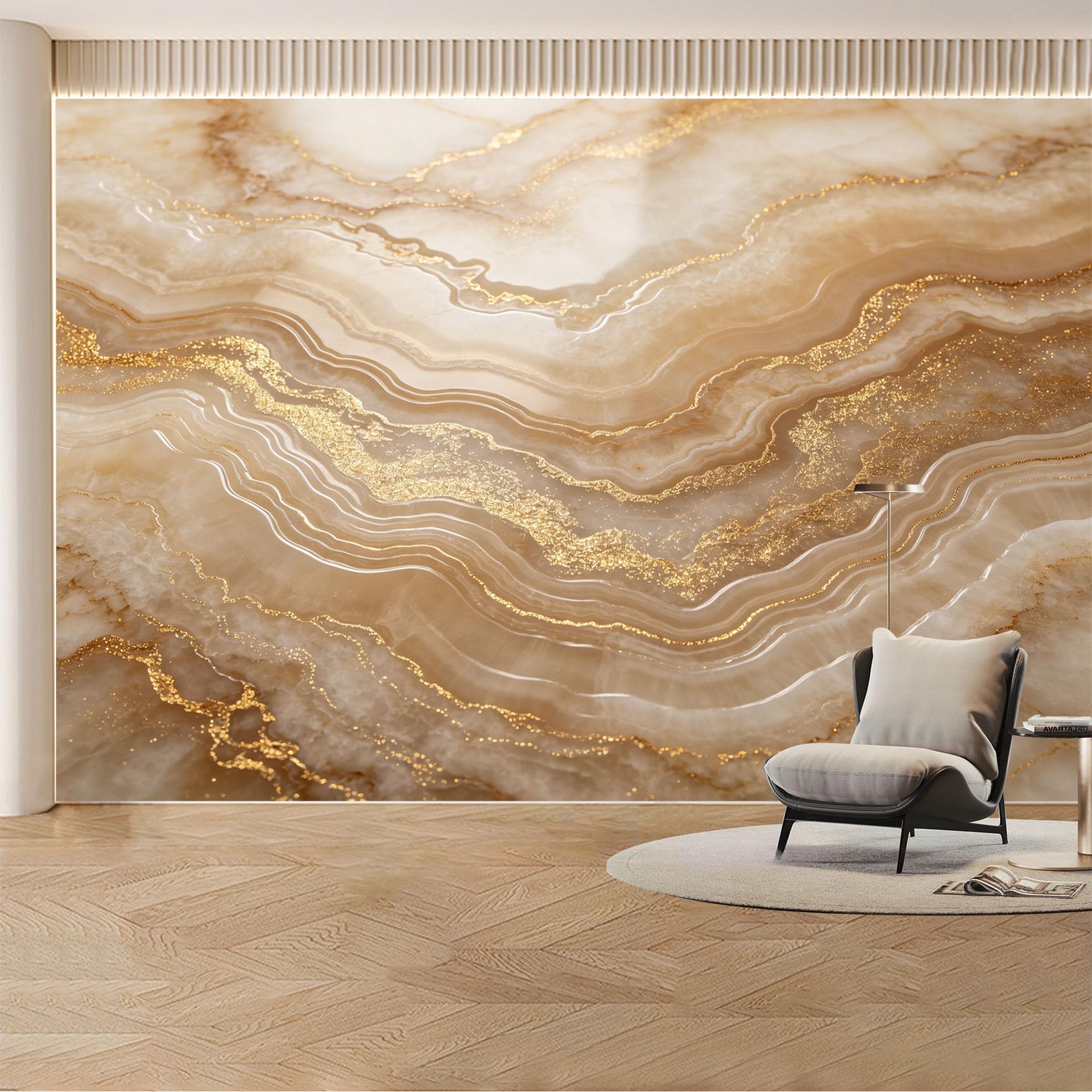 Custom Wall Mural Wallpaper Marble Texture Gold Veins Design Removable SelfAdhesive Large Photo for Living Room， Bedroom， Office， Modern Luxury Wall Decor