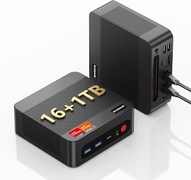 BOSGAME P3 Plus Mini PC, AMD Ryzen 7 7840HS 8C/16T Processor Mini Desktop PC,Up to 5.1 GHz,16GB DDR5 1TB SSD | WiFi 6E & BT5.2 | Dual LAN/HDMI/DP/USB-C, Triple Display Mini Computer