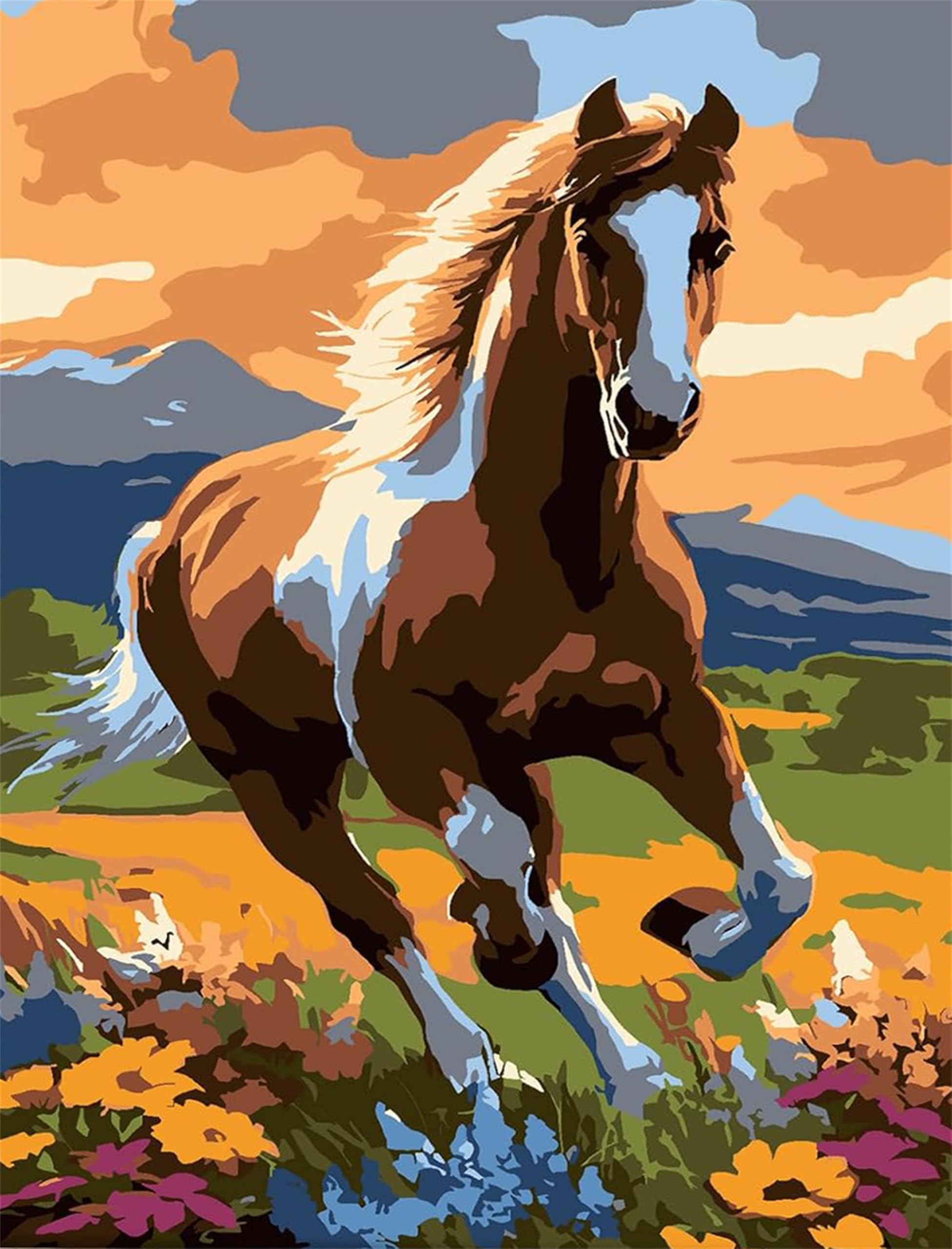 Wujiej Horse Paint By Numbers For Adults,Diy Painting Kits For Adult,Color By Numbers,Paint By Number Canvas Crafts Watercolor For Beginner Home Decor (Horse)