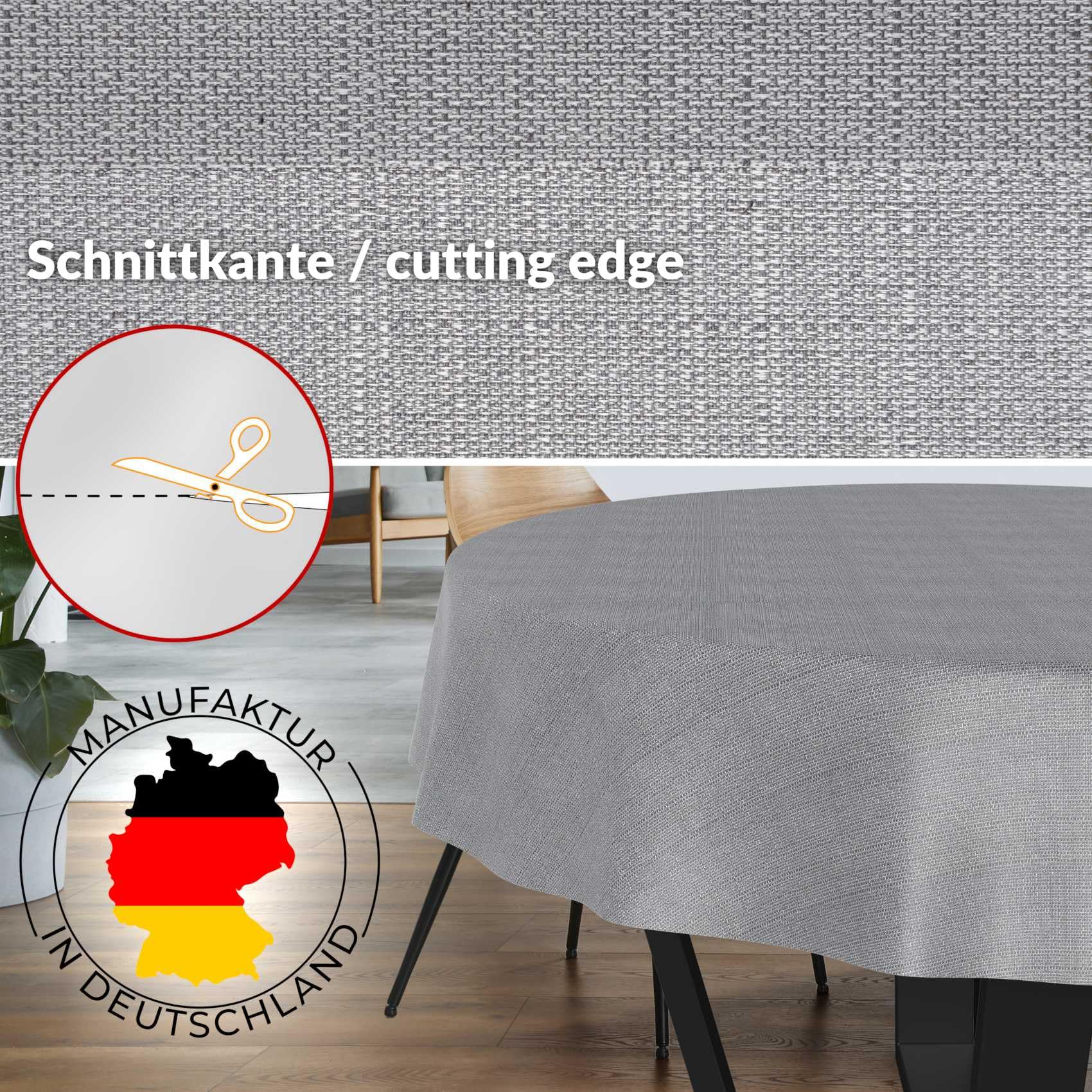 Stoffen tafelkleed, textiel, tafellinnen, katoen, polyester, afwasbaar, effen ornament, damast, jacquard, weefsel, wasbaar, barok grijs, ovaal, 240 x 140 cm, snijrand