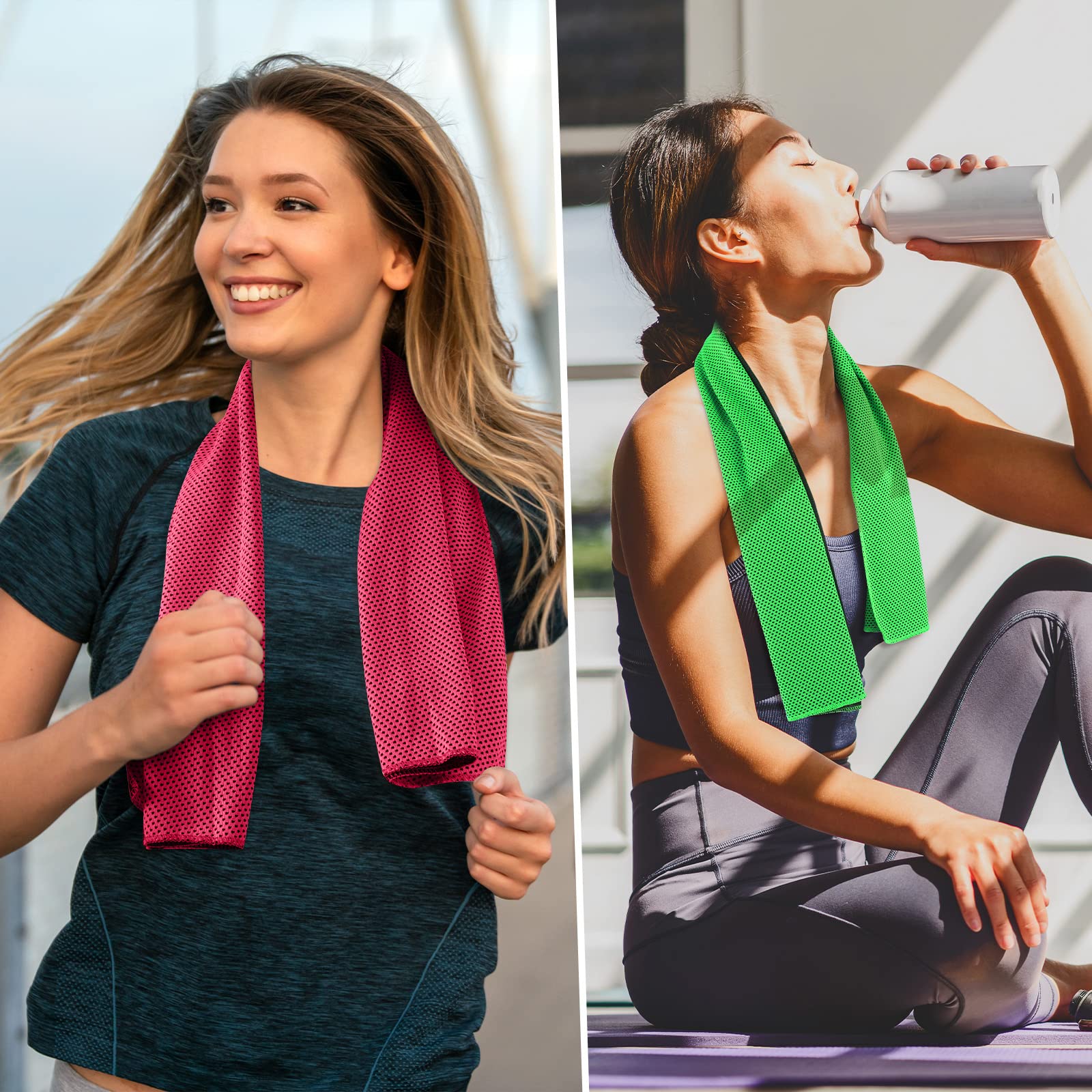Lot de 50 serviettes de glace en microfibre de 81,3 x 30,5 cm, rafraîchissantes, douces pour le cou et le visage, respirantes pour le yoga, le sport, la gym, l'entraînement, le camping et autres
