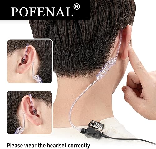 Miniatura 3 de Auricular ajustable de volumen de 1 cable y 2 pines compatible con BTECH, Kenwood, Retevis Walkie Talkie con micrófono auricular de tubo acústico de