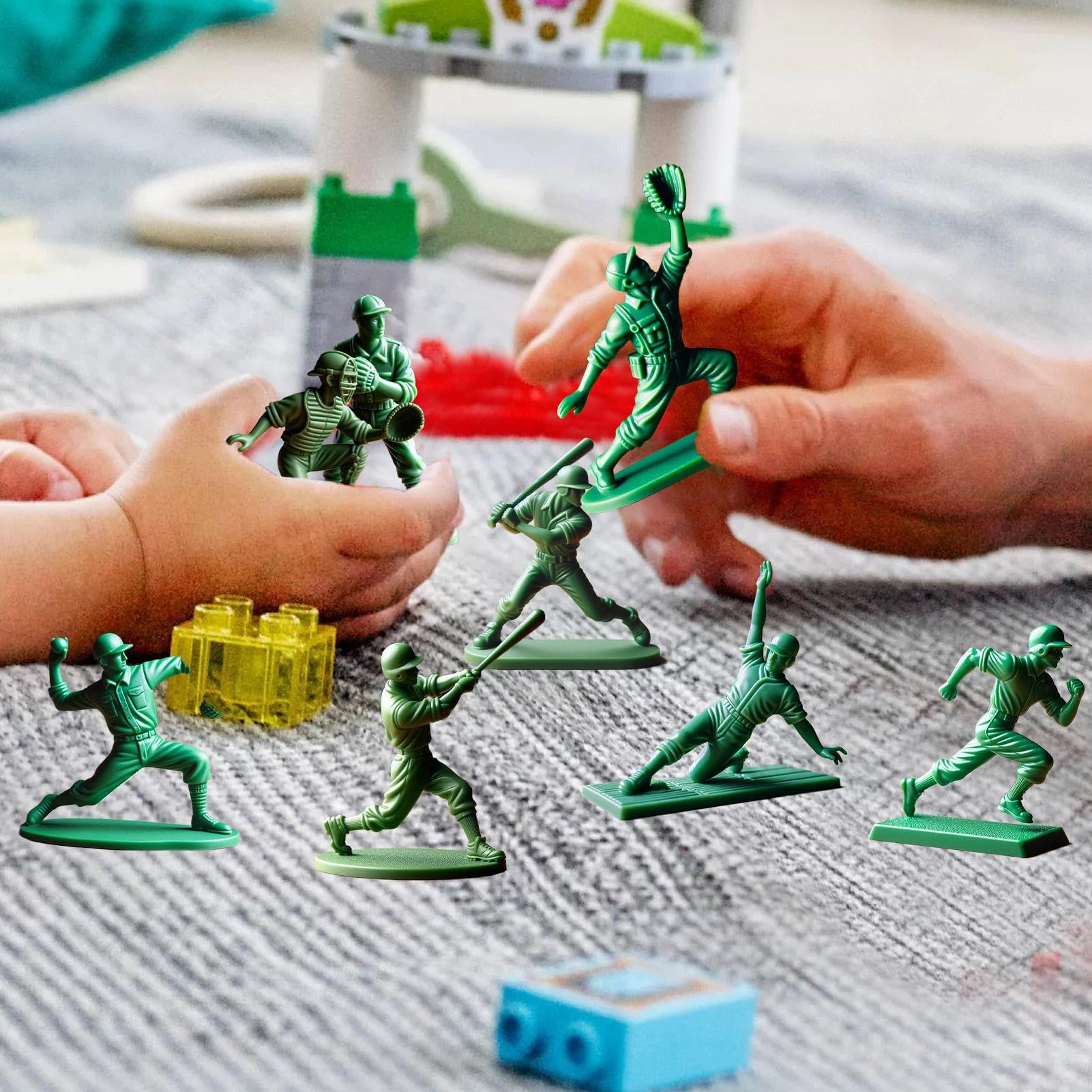 Figurines Baseball 3D – Set De 9 Joueurs Colorés (vert) – Déco Collection Pour Fans
