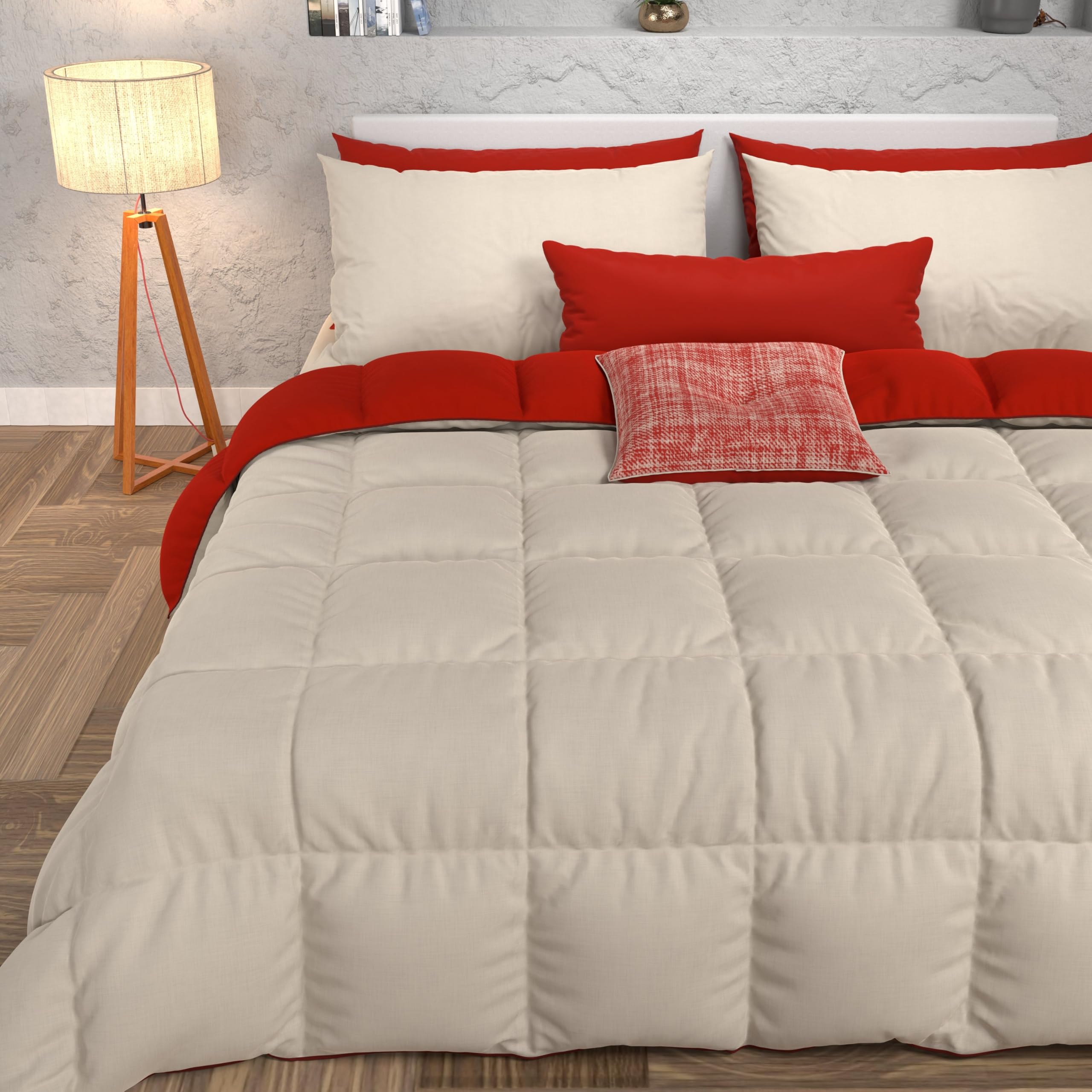PETTI Artigiani Italiani - Winter Quilt 220x260 cm Small Double, Warm Reversible Double Face Quilt Dove Burgundy, Hypoallergenic Microfibre 300g/m², Soft and Cosy, Made in Italy — image 1