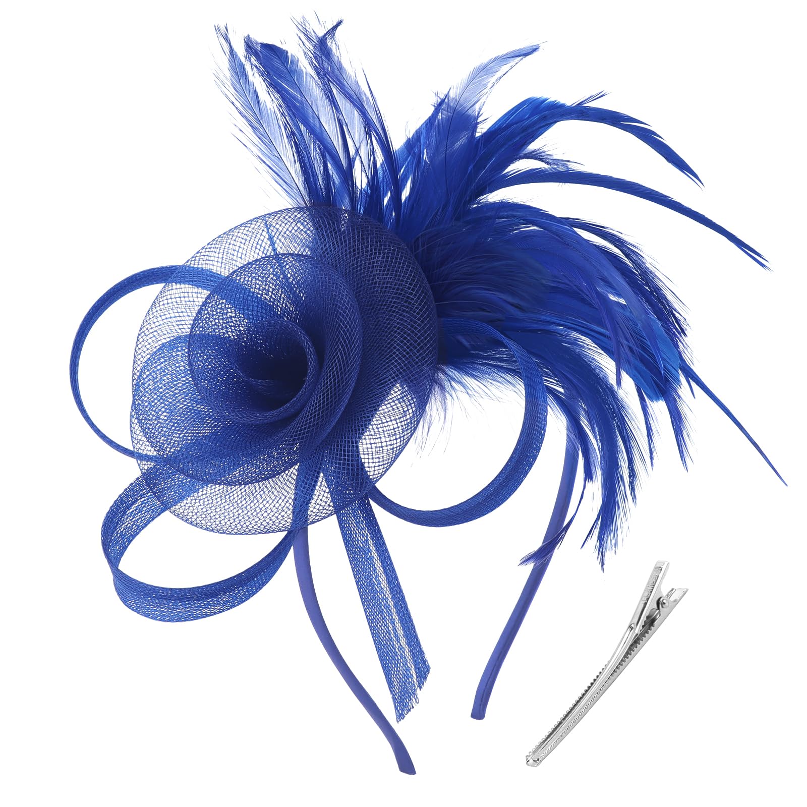 DRESHOW Fascinators Hats for Women Tulle Feather Tea Party Fascinator Hats