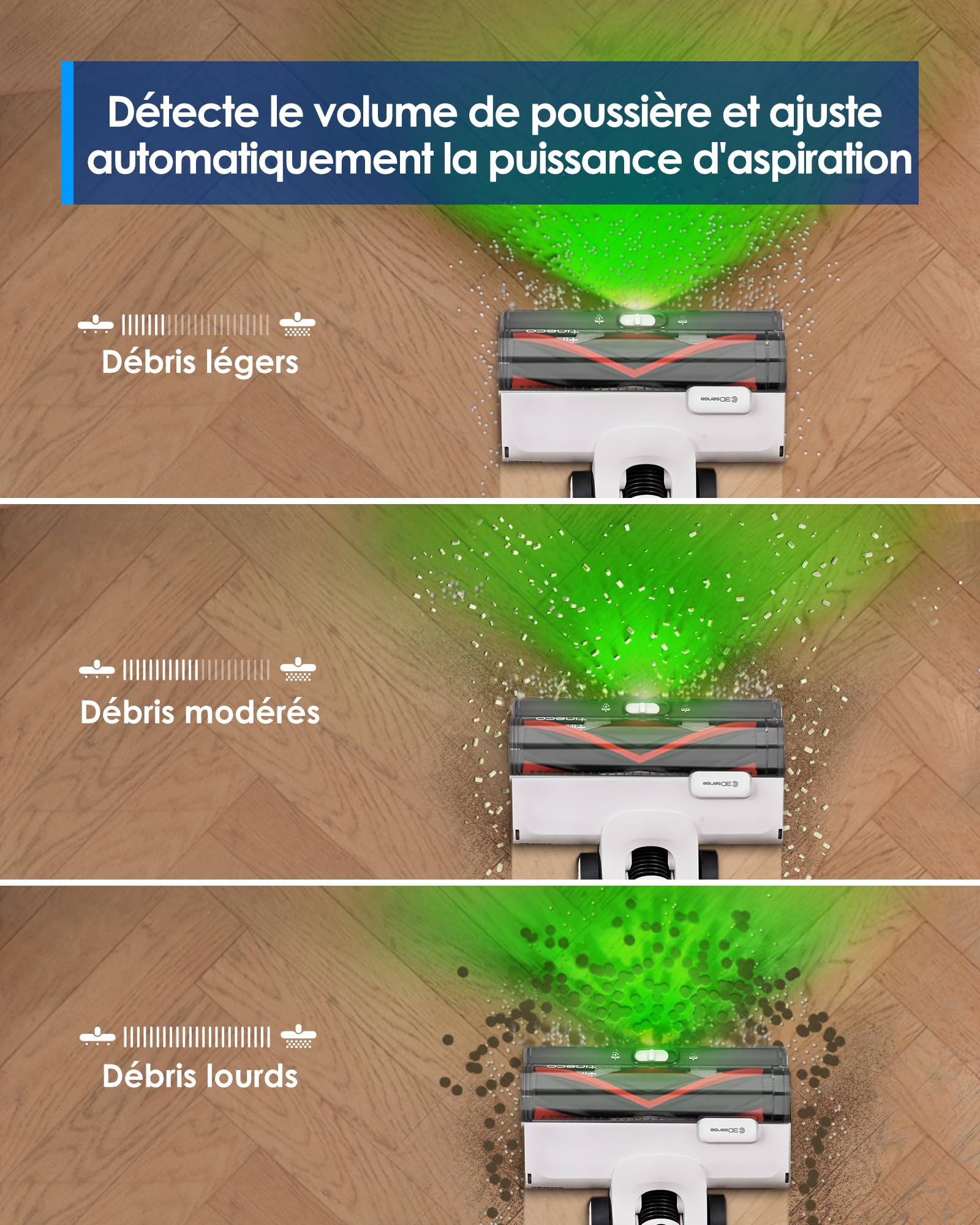 Tineco Pure One A50S Plus Aspirateur Balai sans Fil, Aspiration 185W, 70 Min d’Autonomie, Réservoir Plus Large de 1L, Brosse Motorisée 3DSense, Technologie Dura-Cyclone, Vient à Bout des Gros débris