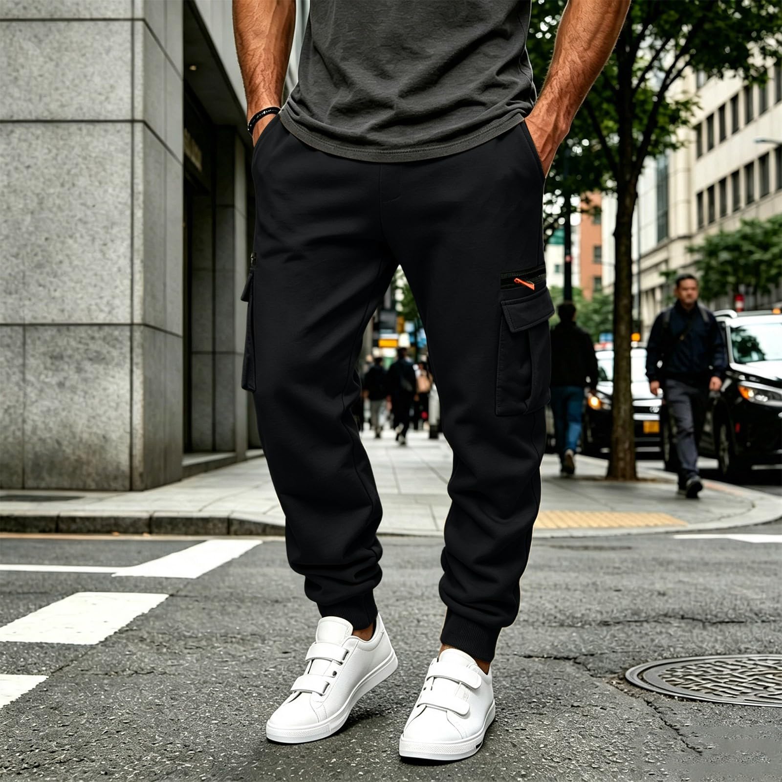 Jogginghose Herren Cargohose Winter Freizeithose Trainingshose Sweatpants