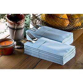 Baby Blue Dinner Napkins Cloth Like with Built-in Flatware Pocket, Linen-Feel Absorbent Disposable Paper Hand Napkins for Kitchen, Bathroom, Parties, Weddings, Dinners or Events, Pack of 50