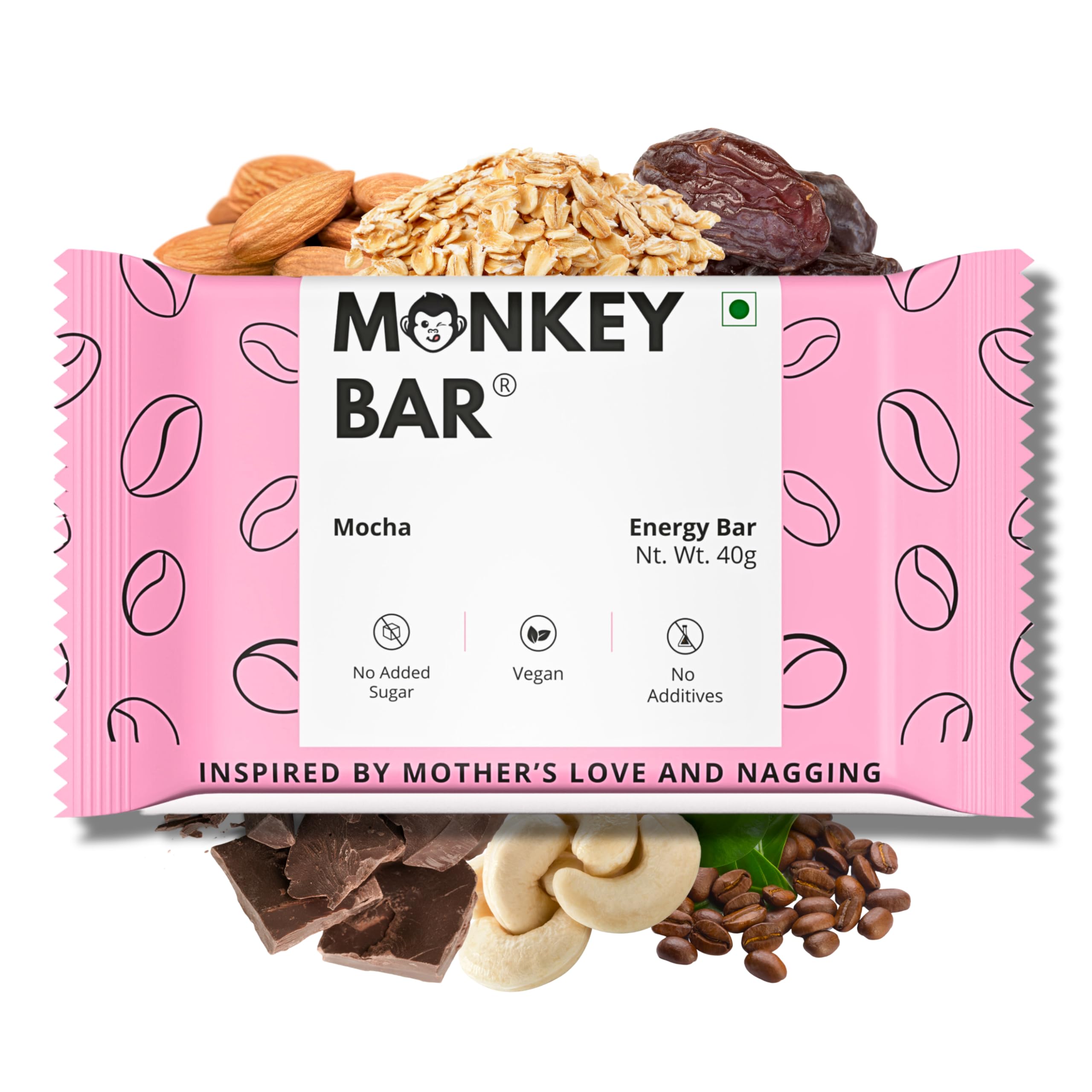 MONKEY BAR - Mocha Energy Bar - 10 Bars, 40g Each, Just 6 Plant-Based Ingredients, Best for Healthy Clean Protein-Rich Snack, Dairy Free, Zero Added Sugar, Vegan, No Chemical Additives, Coffee, Cocoa (B09TFVZ4LF) Amazon Price History, Amazon Price Tracker