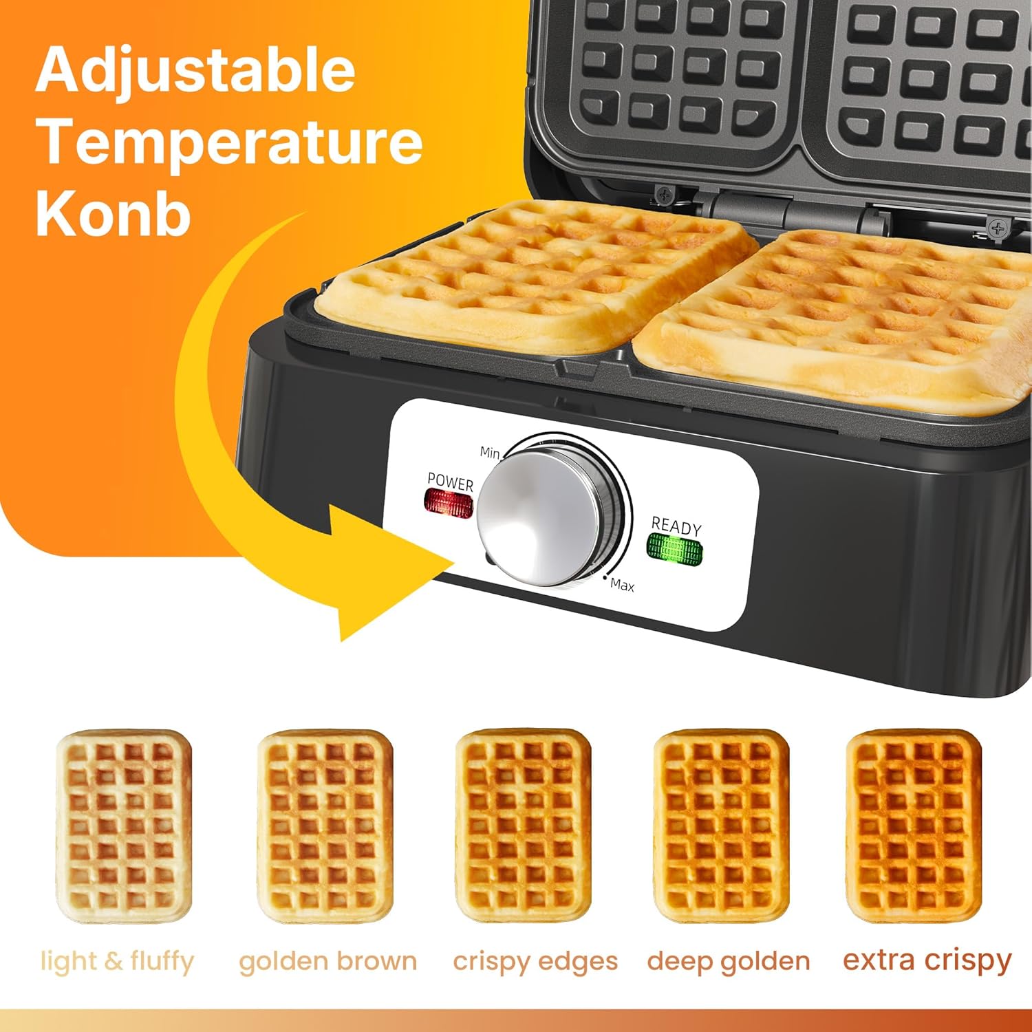 2 Slices Belgian Waffle Maker, Electric Waffle Machine with Adjustable Browning Control, Stainless Steel Waffle Iron with Nonstick Plates Easy Cleanup, Breakfast Maker for Families, Silver